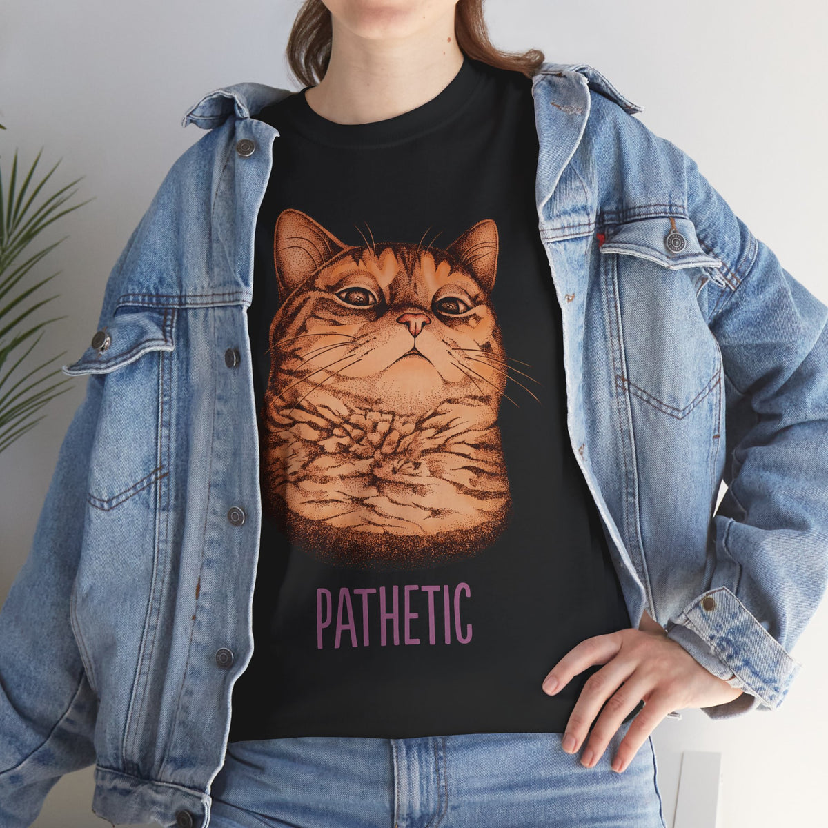 Pathetic Judgmental Cat T-Shirt — Funny Orange Tabby Meme Graphic Tee