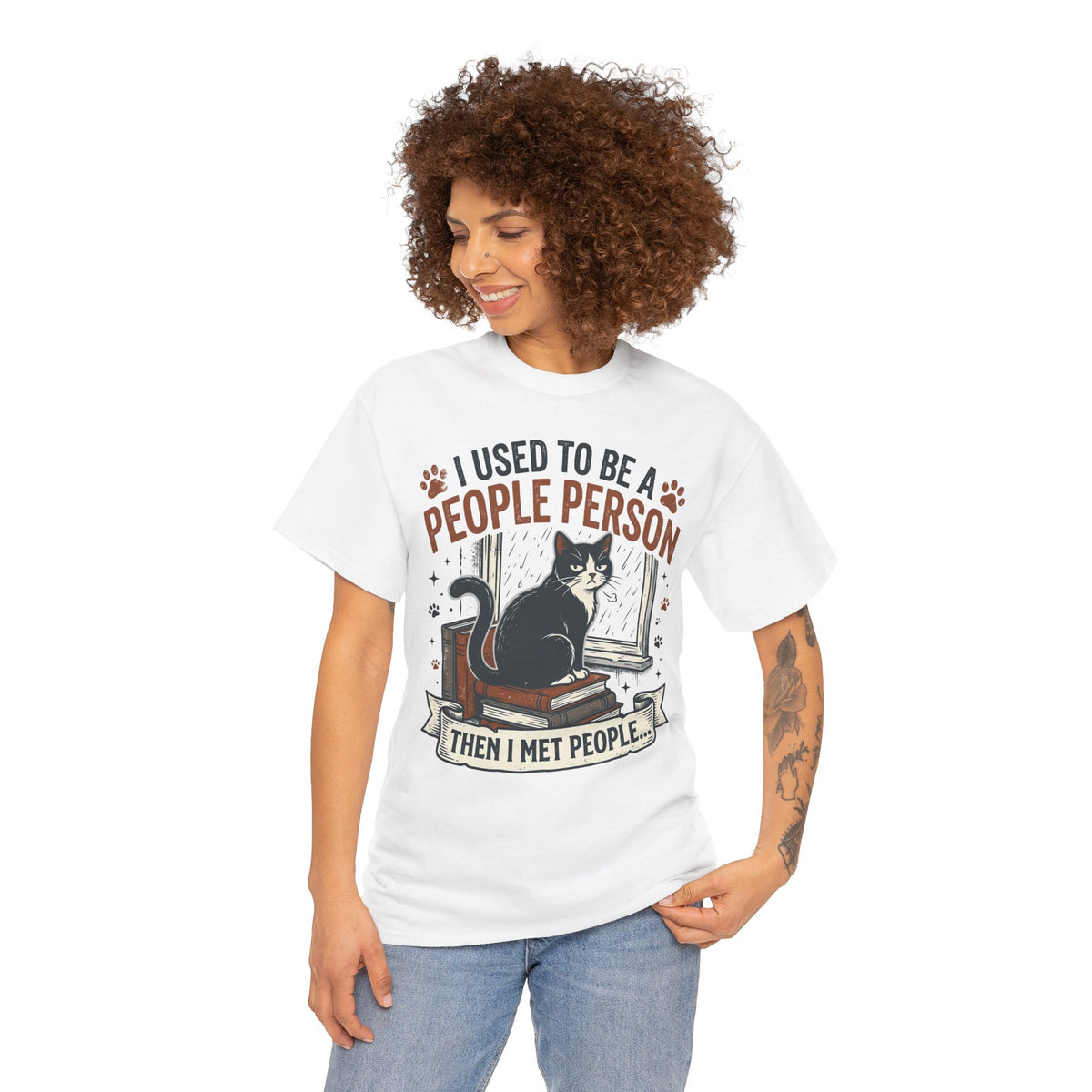 Cat Lover Tee — "I Used to Be a People Person Then I Met People" Graphic T-Shirt