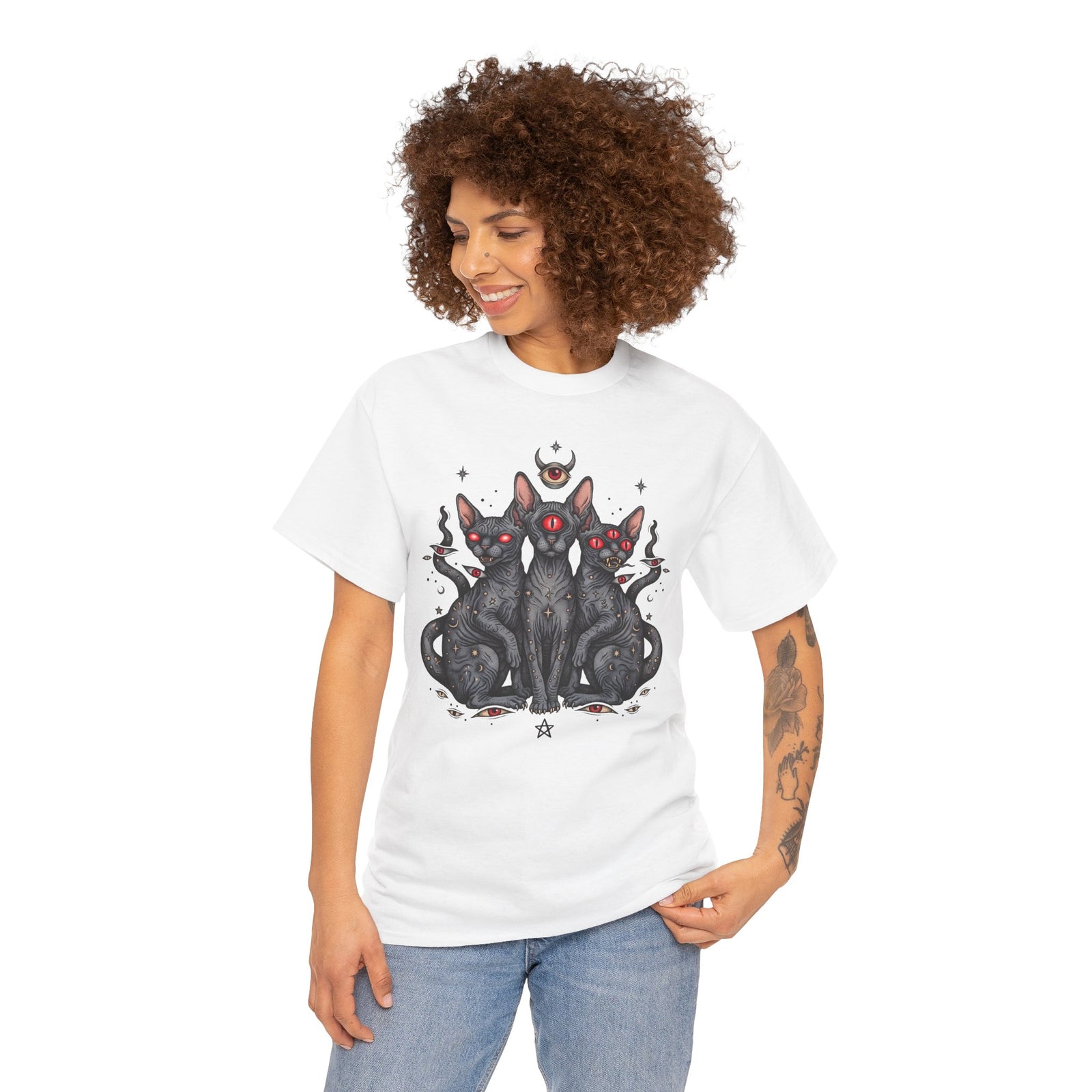Occult Sphynx Trinity Shirt — Gothic Esoteric Hairless Cat T-Shirt