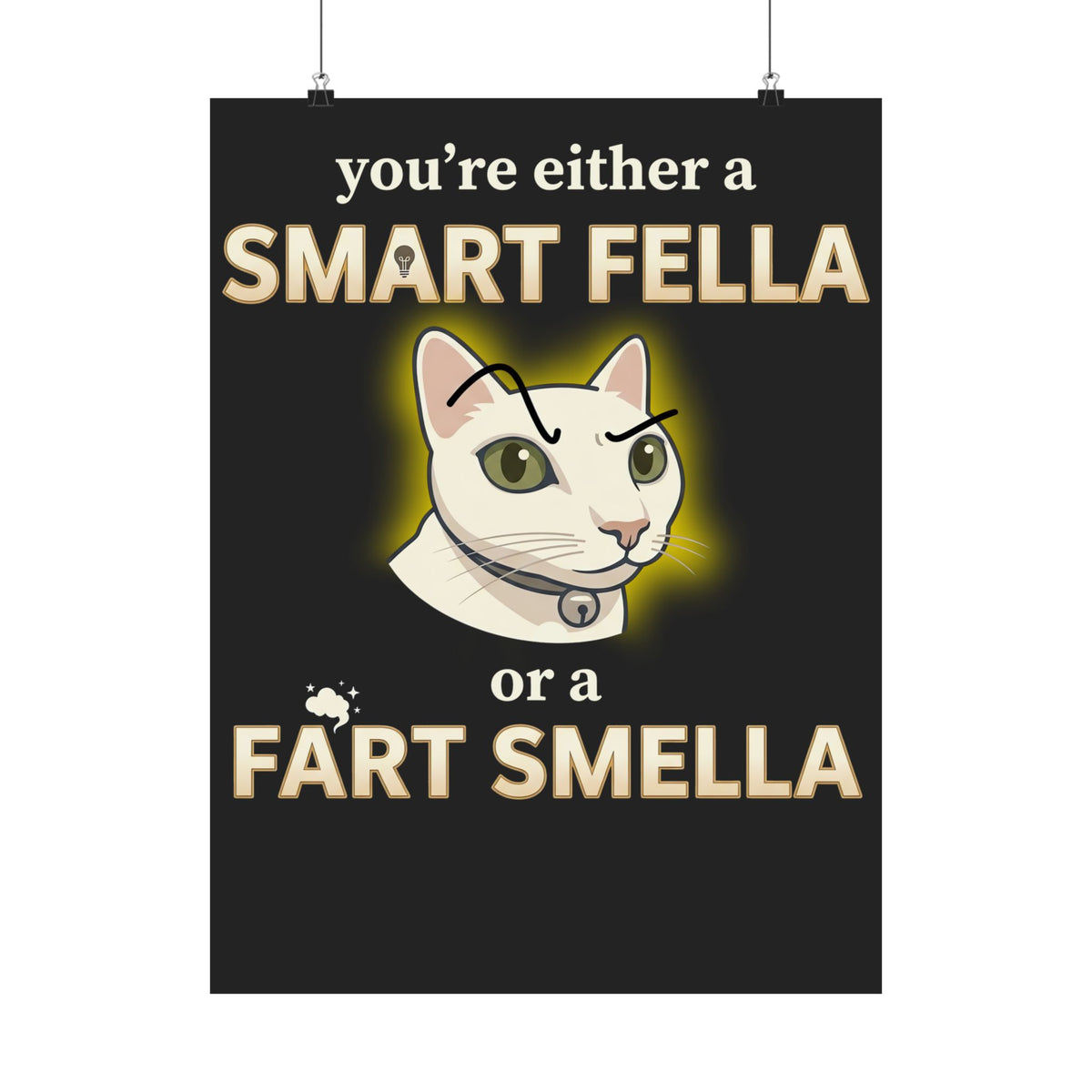 Funny Cat Poster — "You're Either a Smart Fella or a Fart Smella"