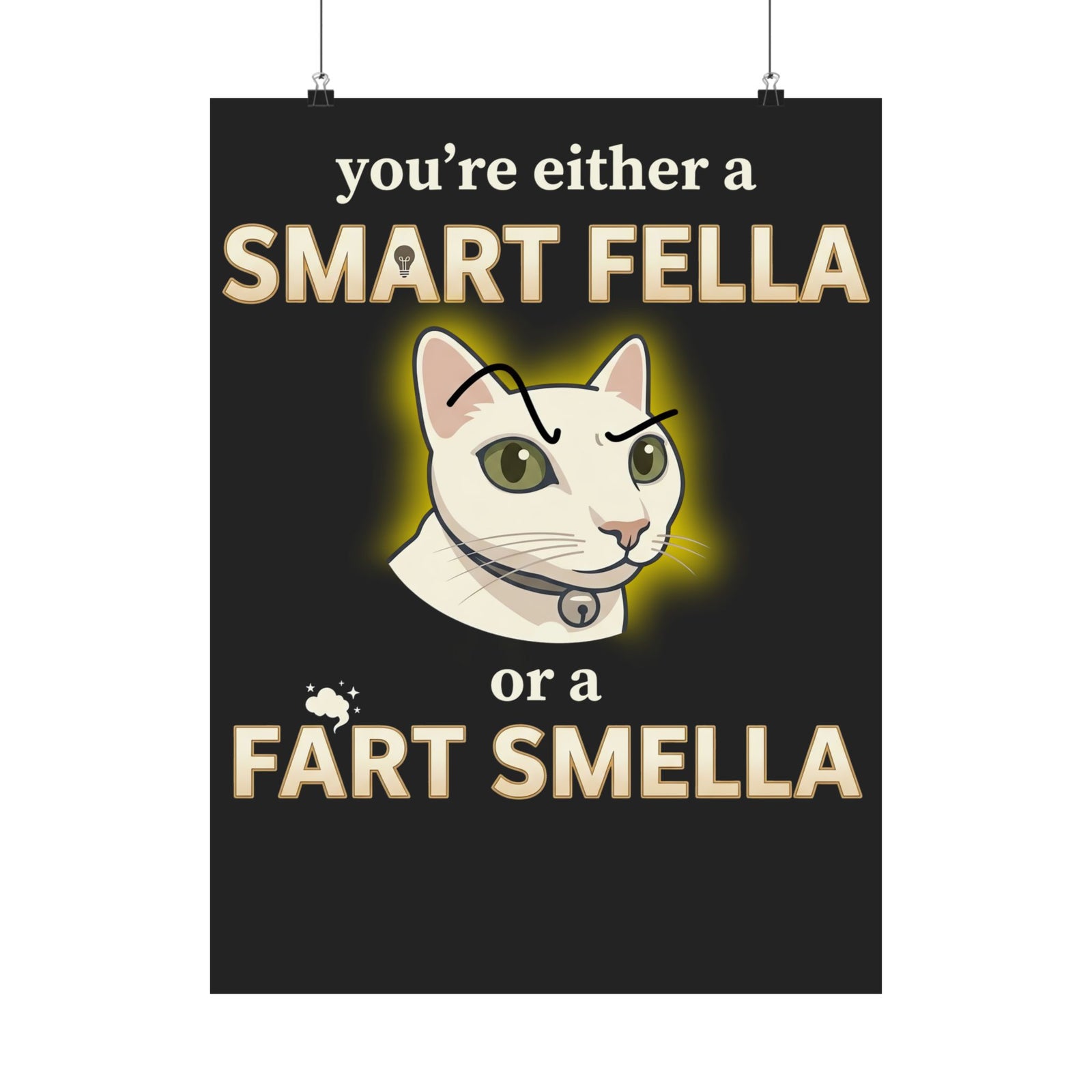 Funny Cat Poster — "You're Either a Smart Fella or a Fart Smella"