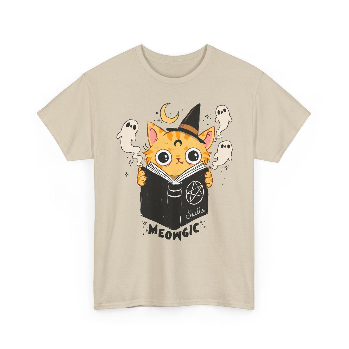 Meowgic Spellbook Orange Cat — Cute Witchy Halloween Graphic Art