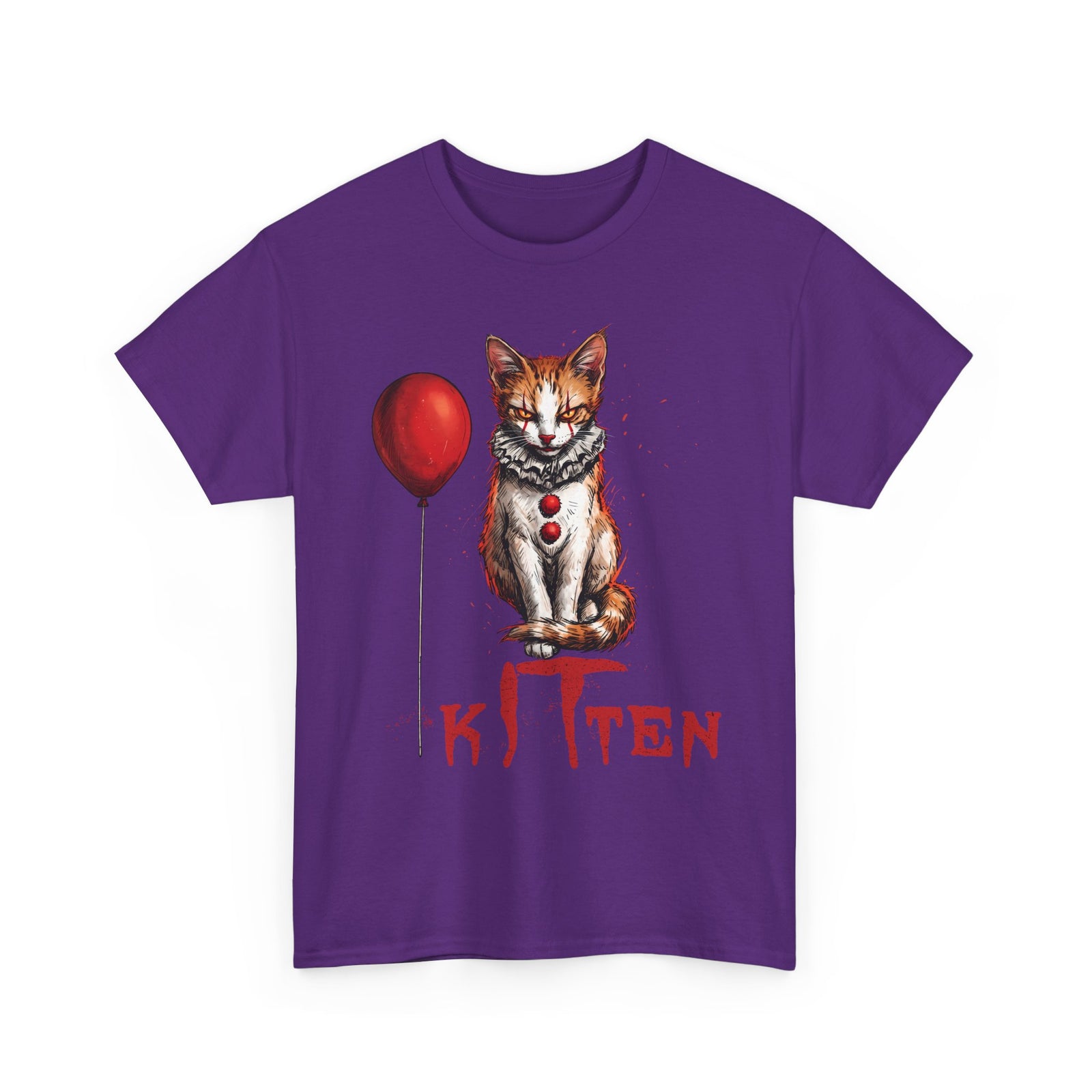 KITTEN Horror Clown T-Shirt — Spooky Orange Tabby Clown Cosplay Apparel