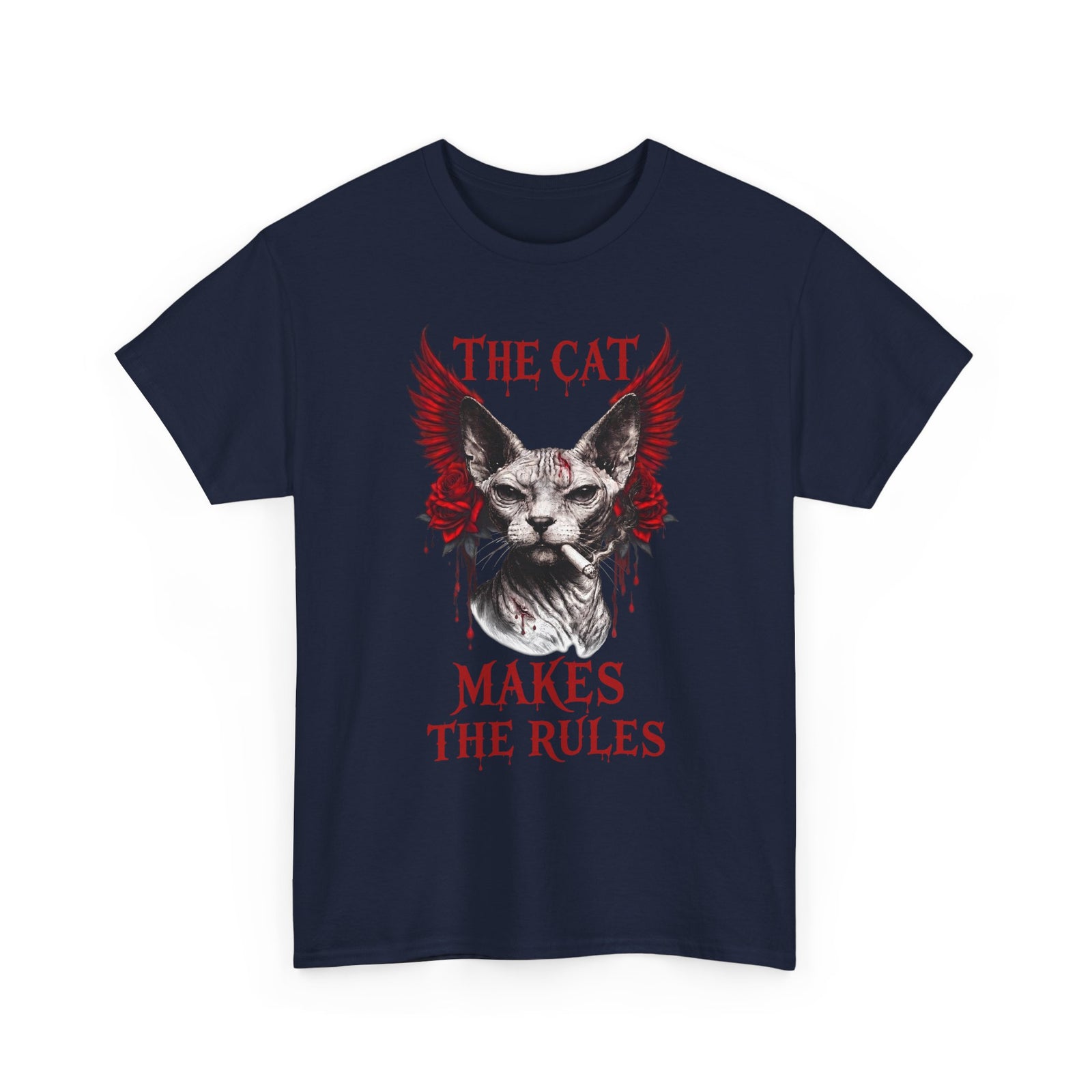 The Cat Makes The Rules T-Shirt — Funny Gothic Smoking Sphynx Tee