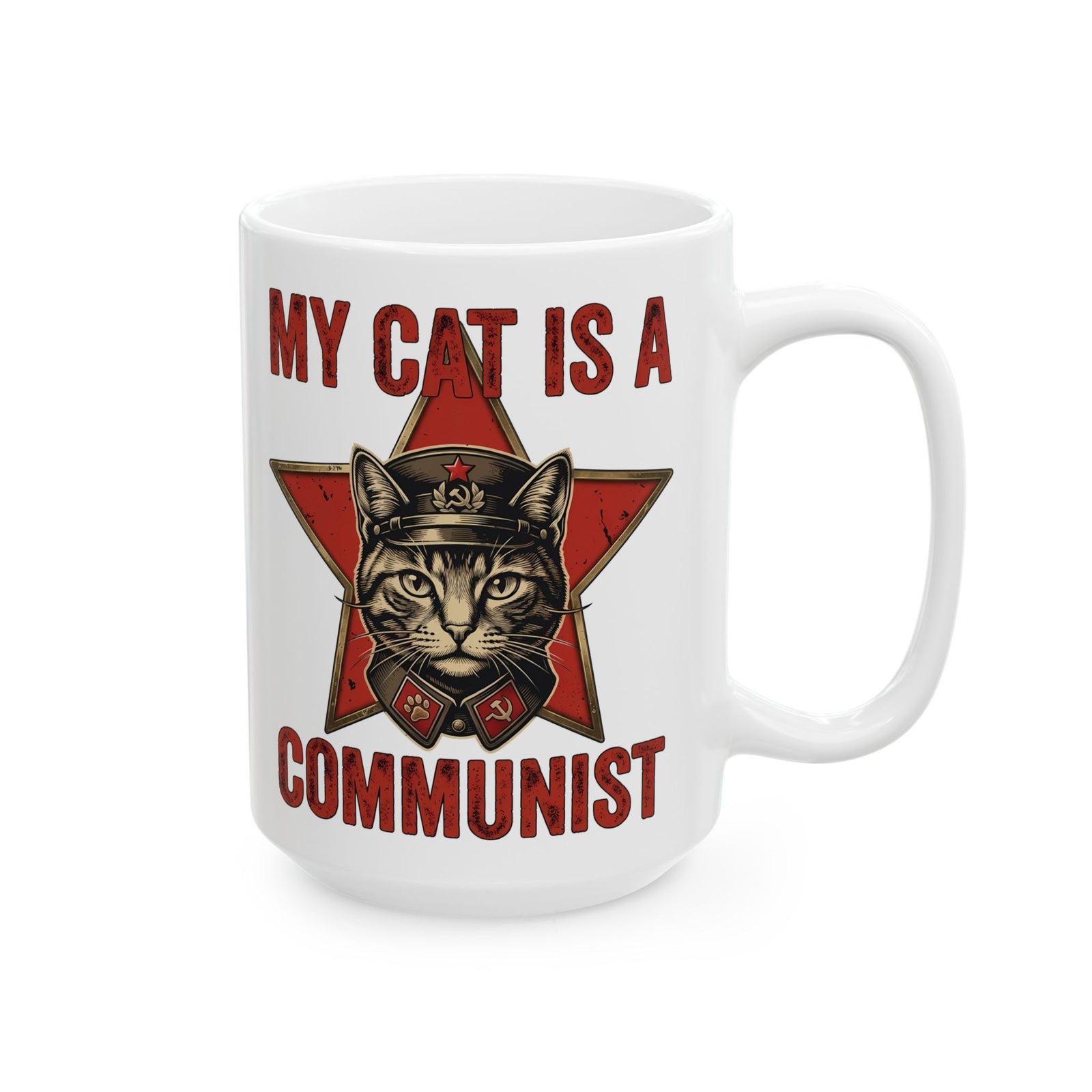 Communist Cat Ceramic Mug — "My Cat Is A Communist Cat" Funny Political Cat Mug