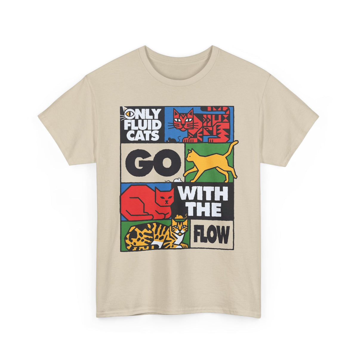 Only Fluid Cats Go With The Flow Shirt — Modern Abstract Pop Art Cat T-Shirt
