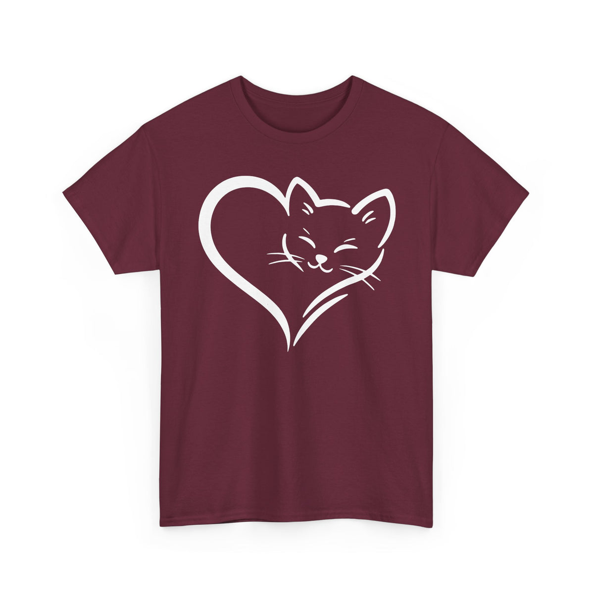 Cute Cat Heart T-Shirt - Cat Lover Gift - Adorable Cat Silhouette Tee