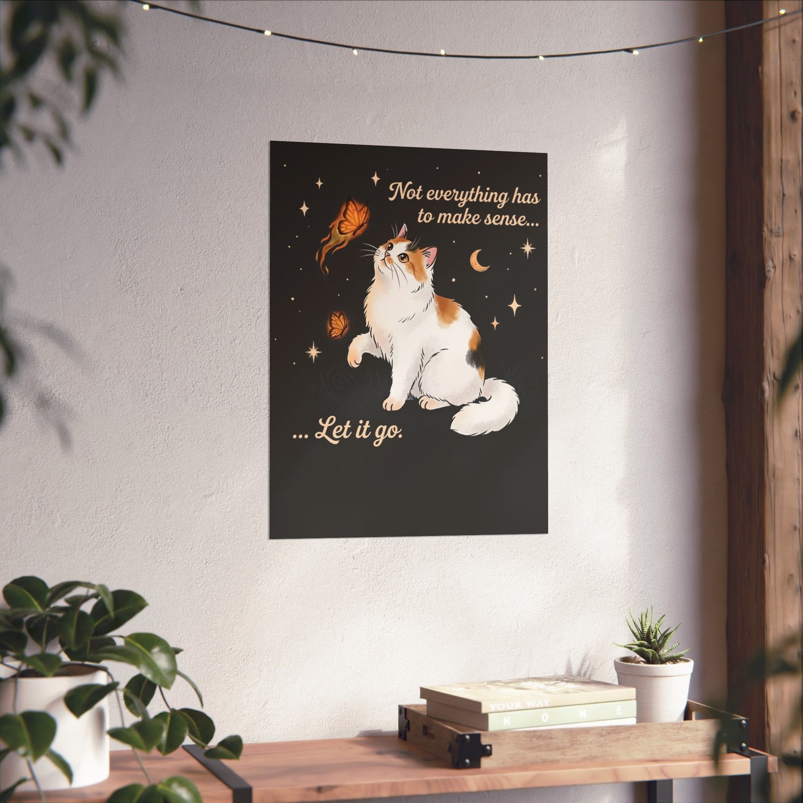 Vintage Whimsical Cat Poster — Spiritual Quote Graphic Poster