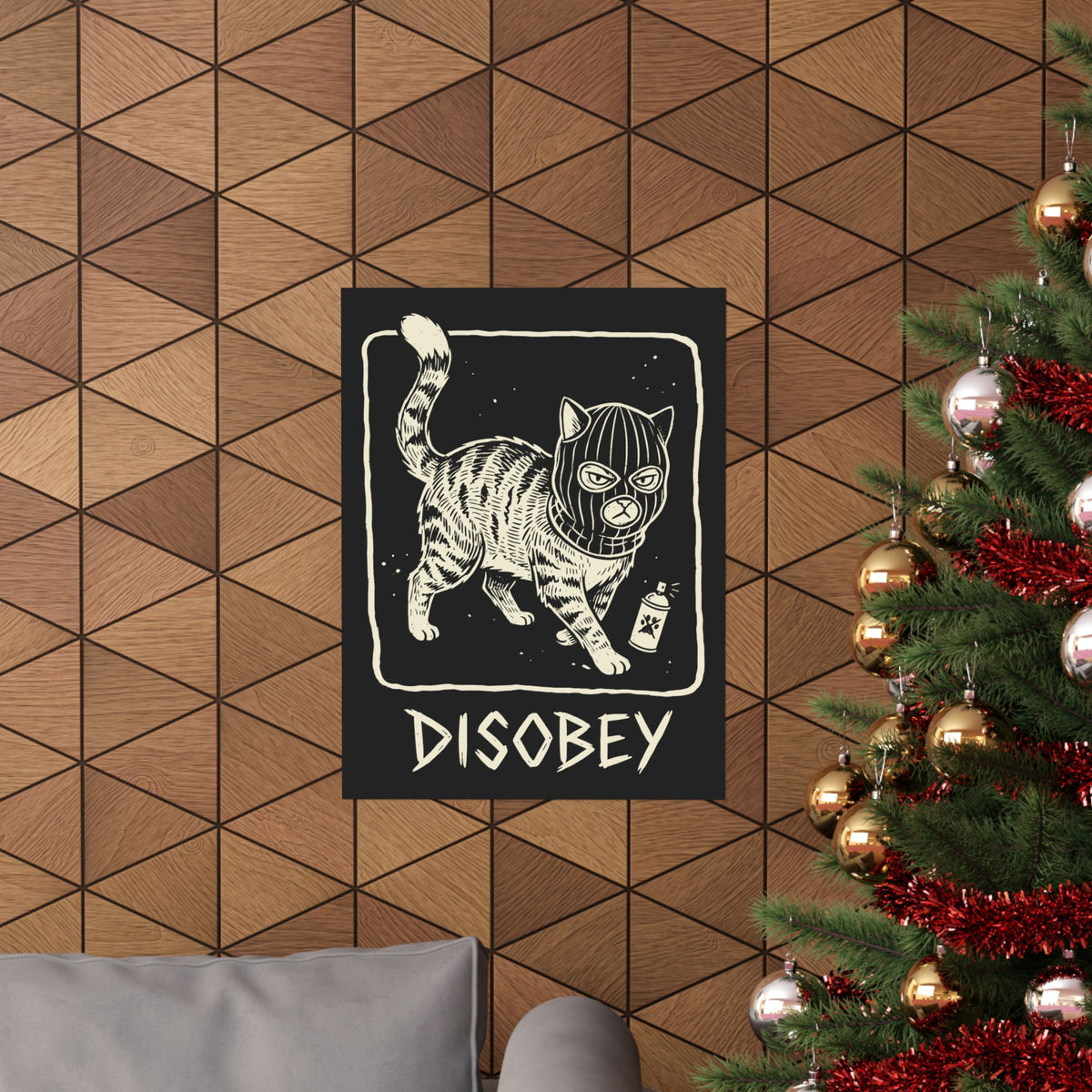 Cat Disobey Poster — Funny Rebellious Cat Poster for Cat Lovers