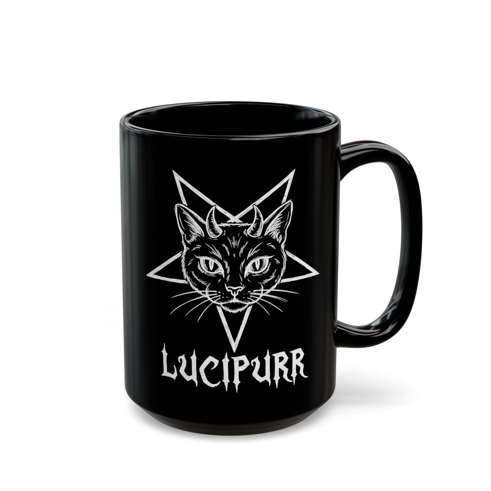 Lucipurr Lucifer Cat Black Mug — Gothic Cat Mug