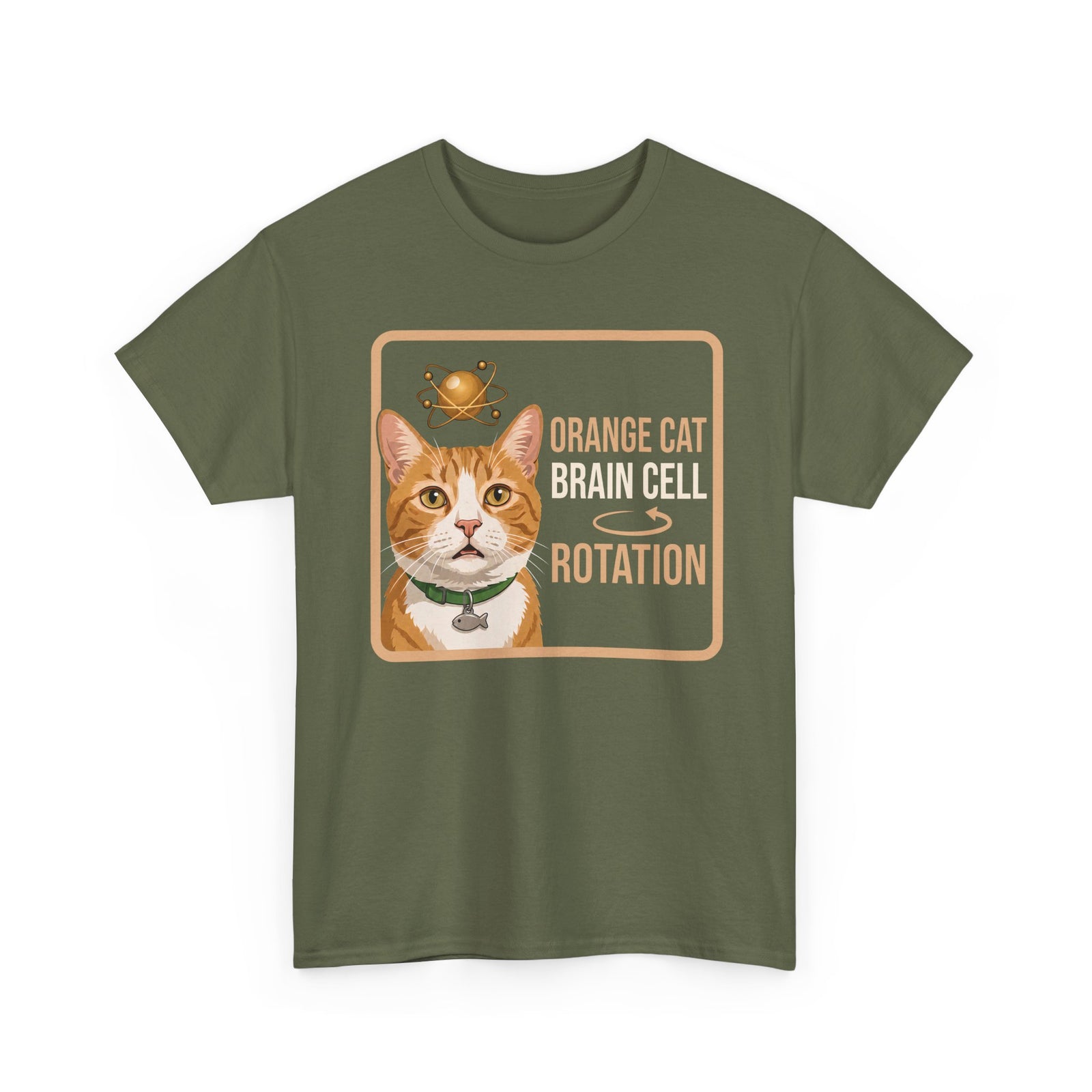 Orange Cat Brain Cell Rotation T-Shirt