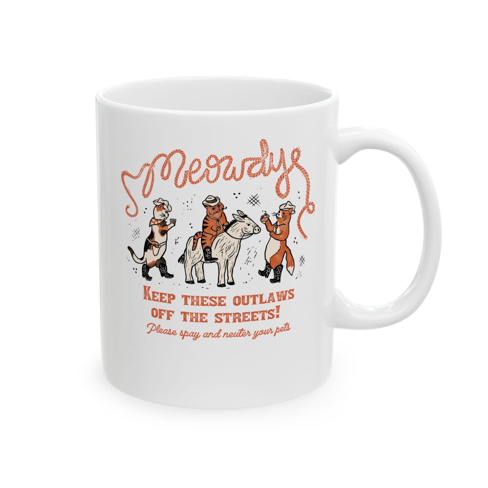 Meowdy Cat Ceramic Mug — Funny Cowgirl Cat Mug