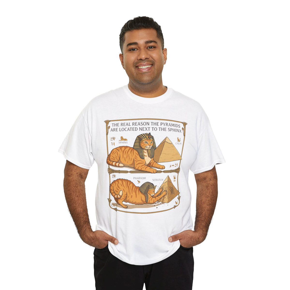 Funny Cat Pyramids Sphinx T-Shirt Ancient Egypt Scratching Design