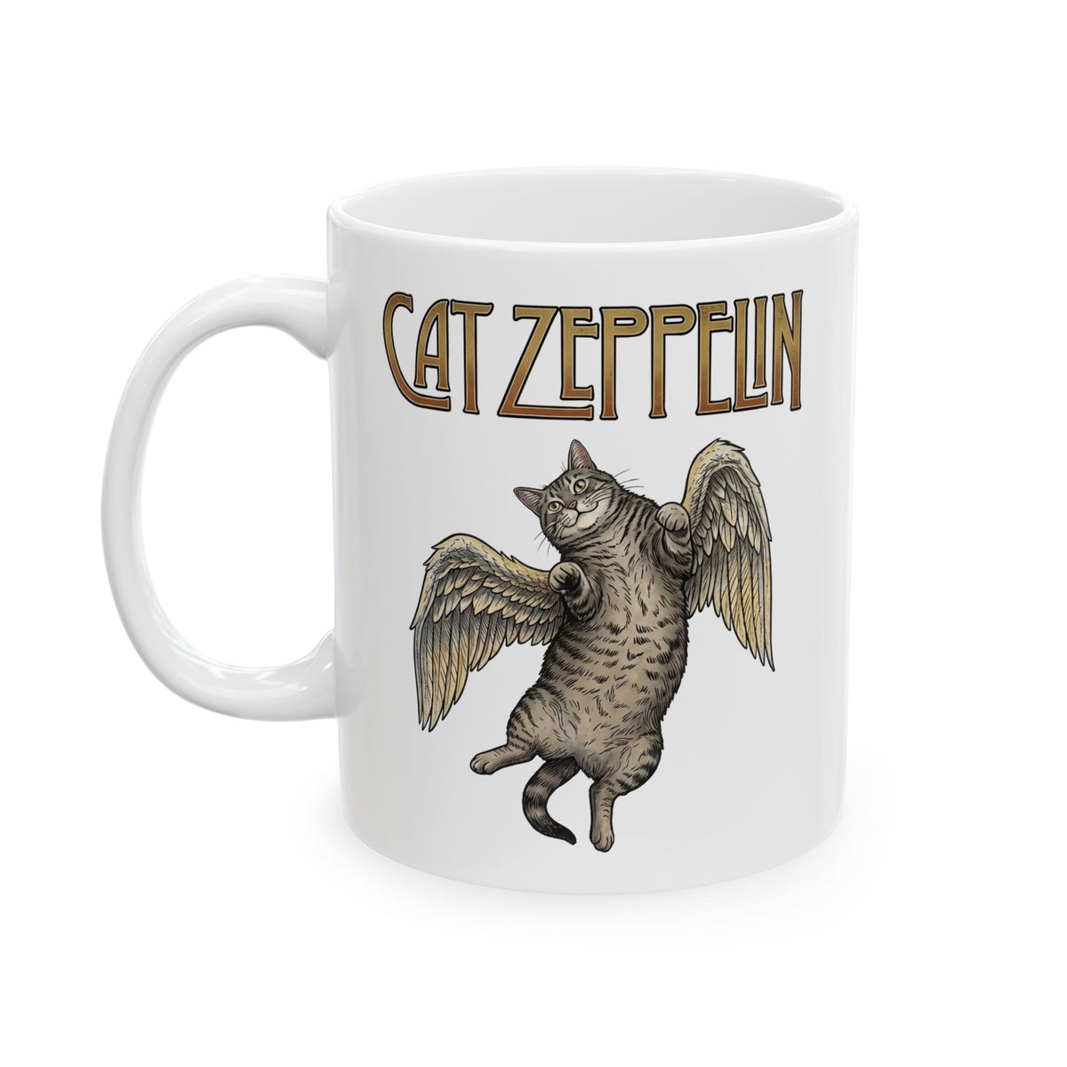 Cat-Zeppelin Ceramic Mug — Whimsical Cat Airship Design