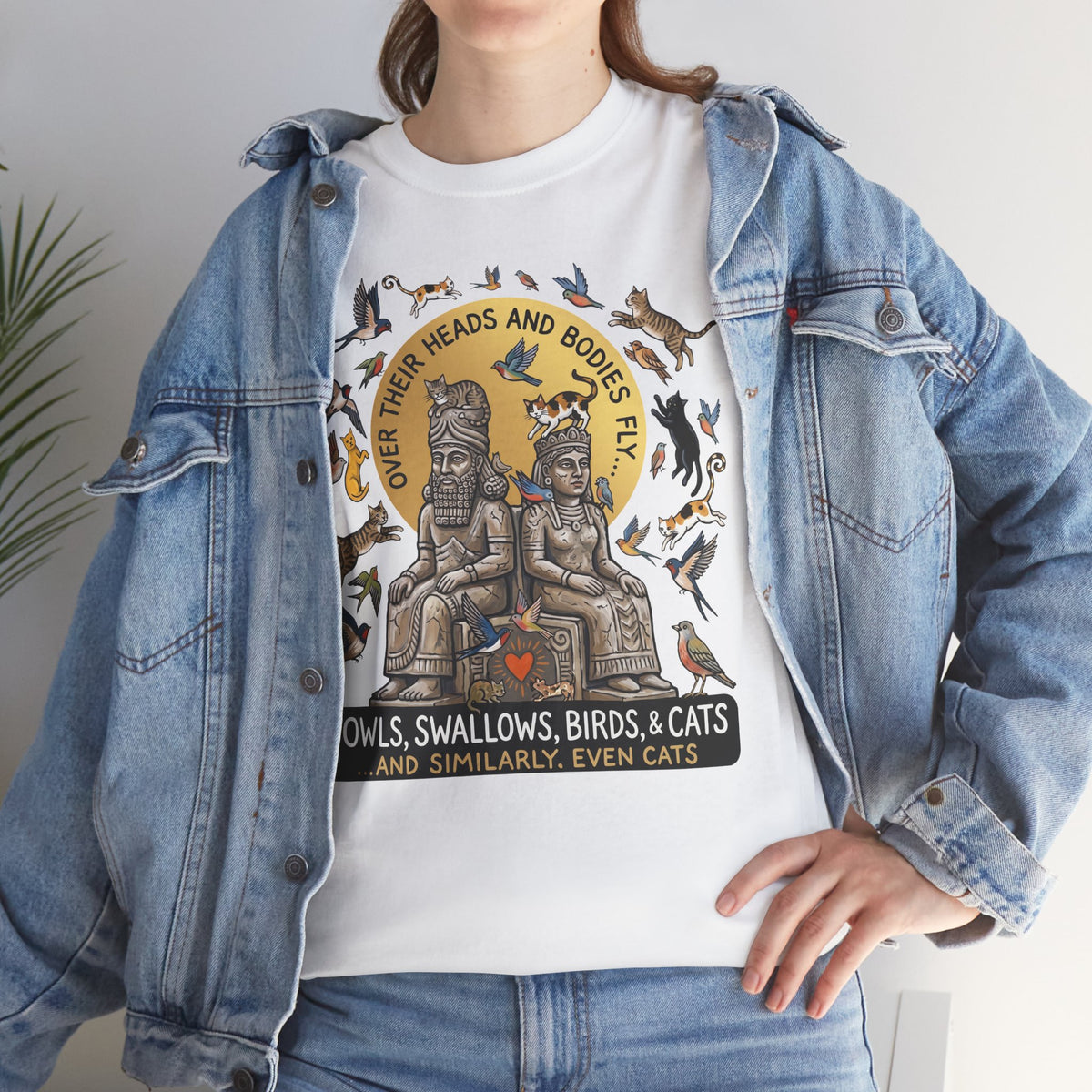 Birds & Cats Graphic T-Shirt — "Over Their Heads and Bodies Fly"