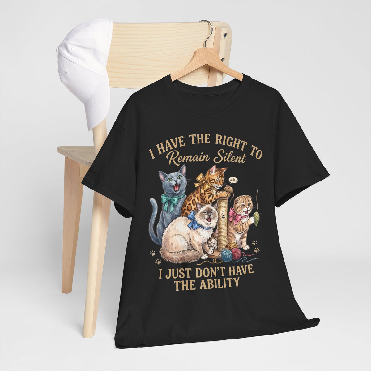 Cat Graphic Tee — "I Have the Right to Remain Silent, I Just Don't Have the Ability"