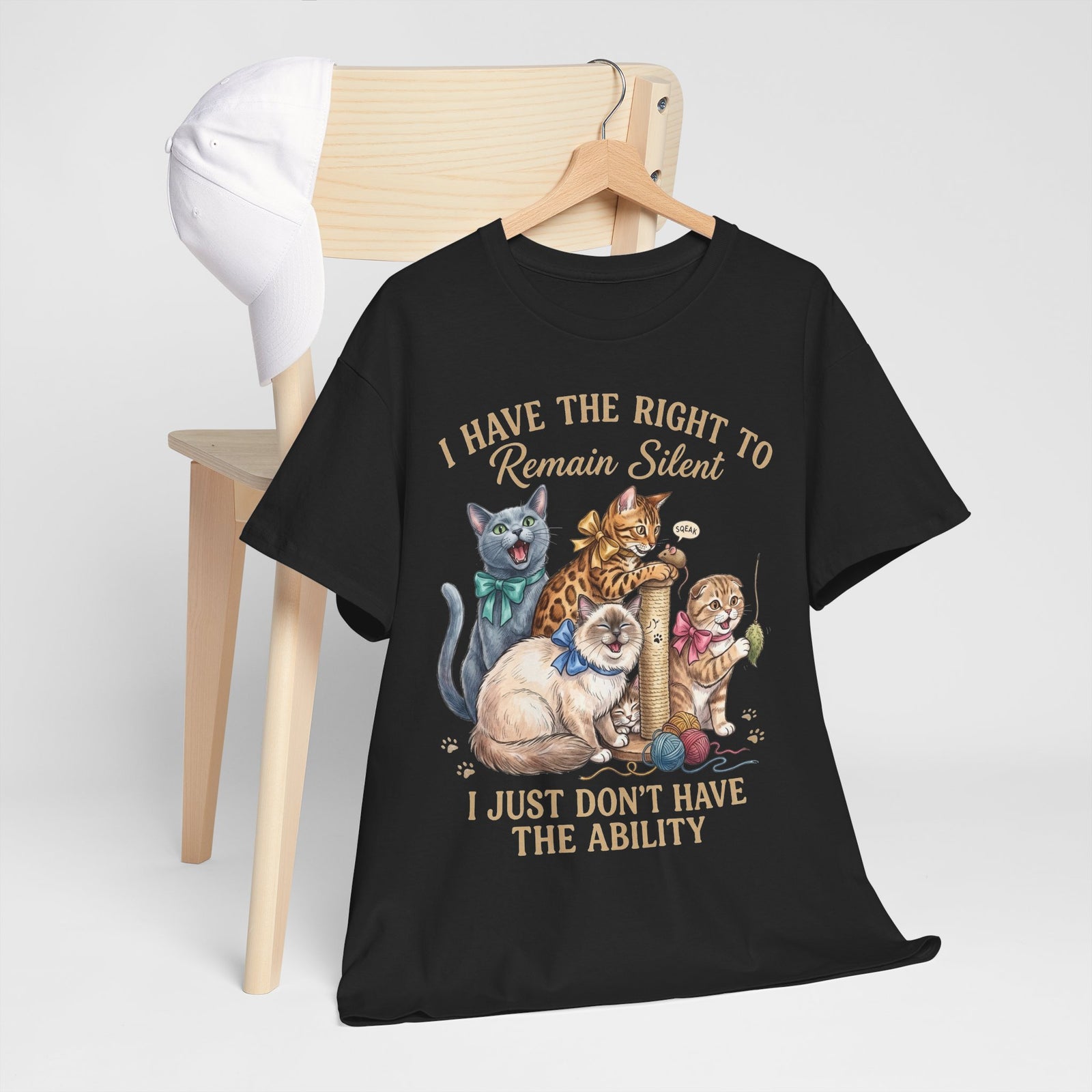 Cat Graphic Tee — "I Have the Right to Remain Silent, I Just Don't Have the Ability"