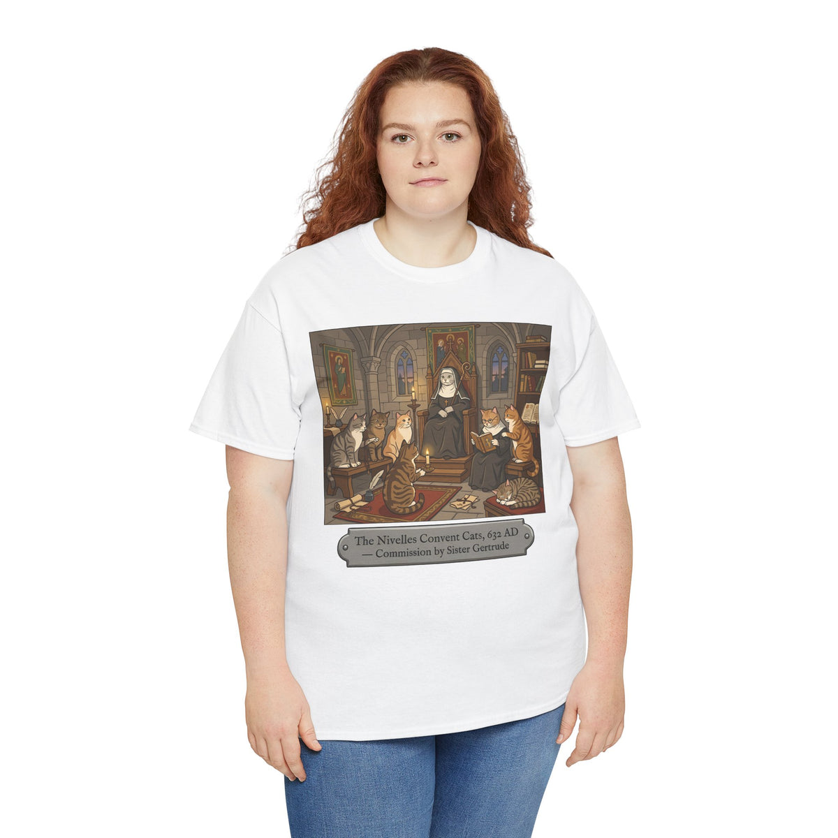 Nivelles Convent Cats T-Shirt — Vintage-Inspired Cat Illustration Tee