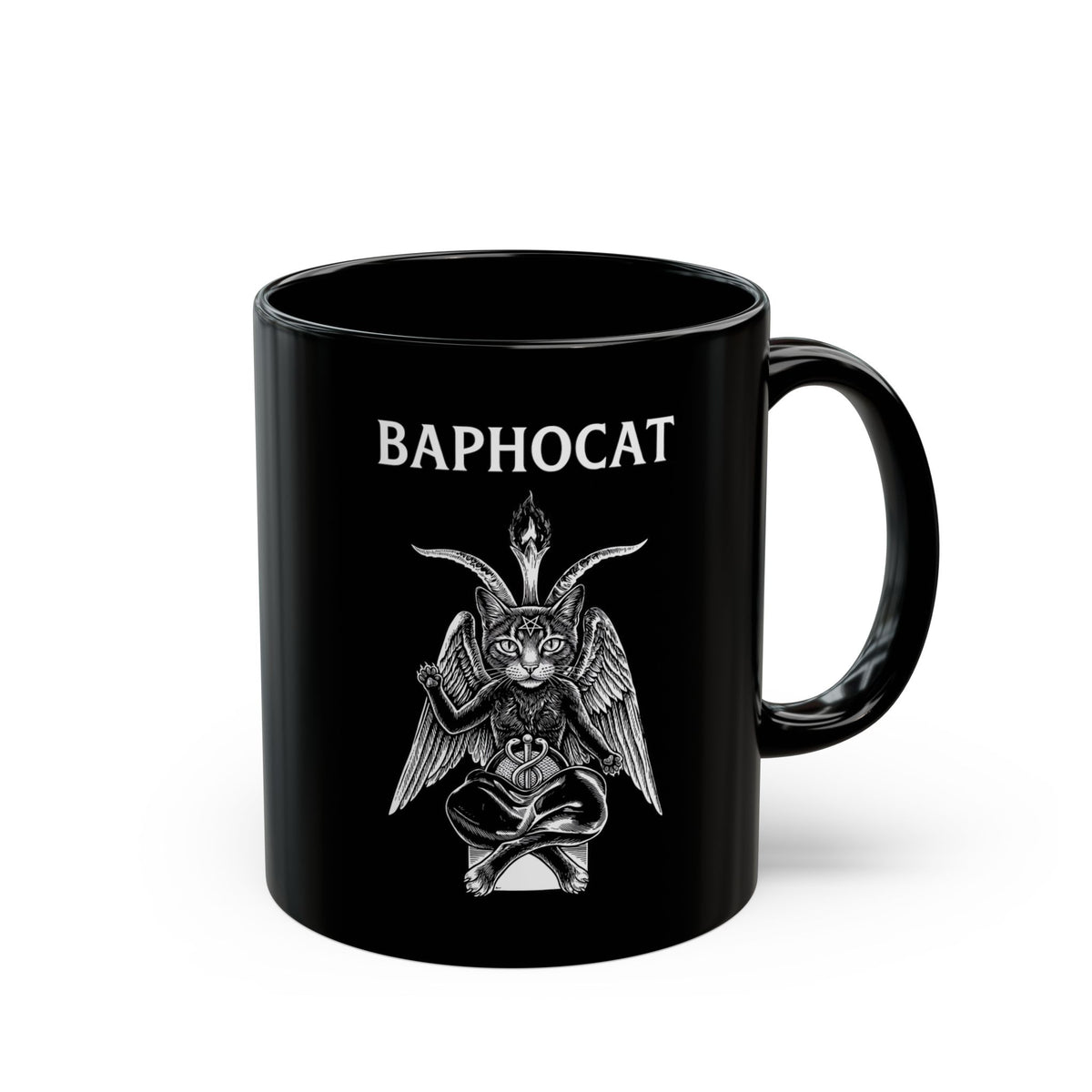 Baphocat Dark Evil Cat Black Mug