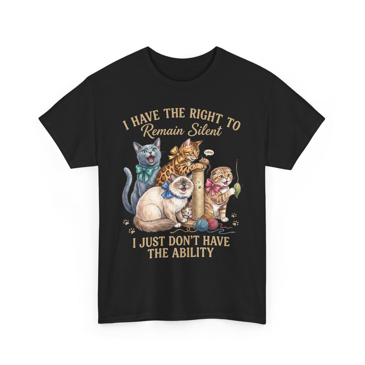 Cat Graphic Tee — "I Have the Right to Remain Silent, I Just Don't Have the Ability"