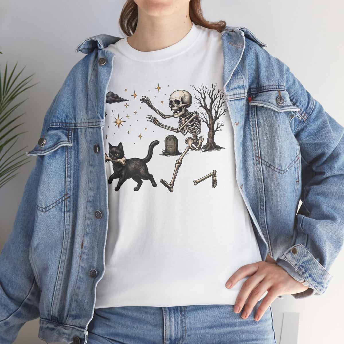 The Great Bone Robbery Black Cat Skeleton Shirt — Funny Spooky Halloween T-Shirt