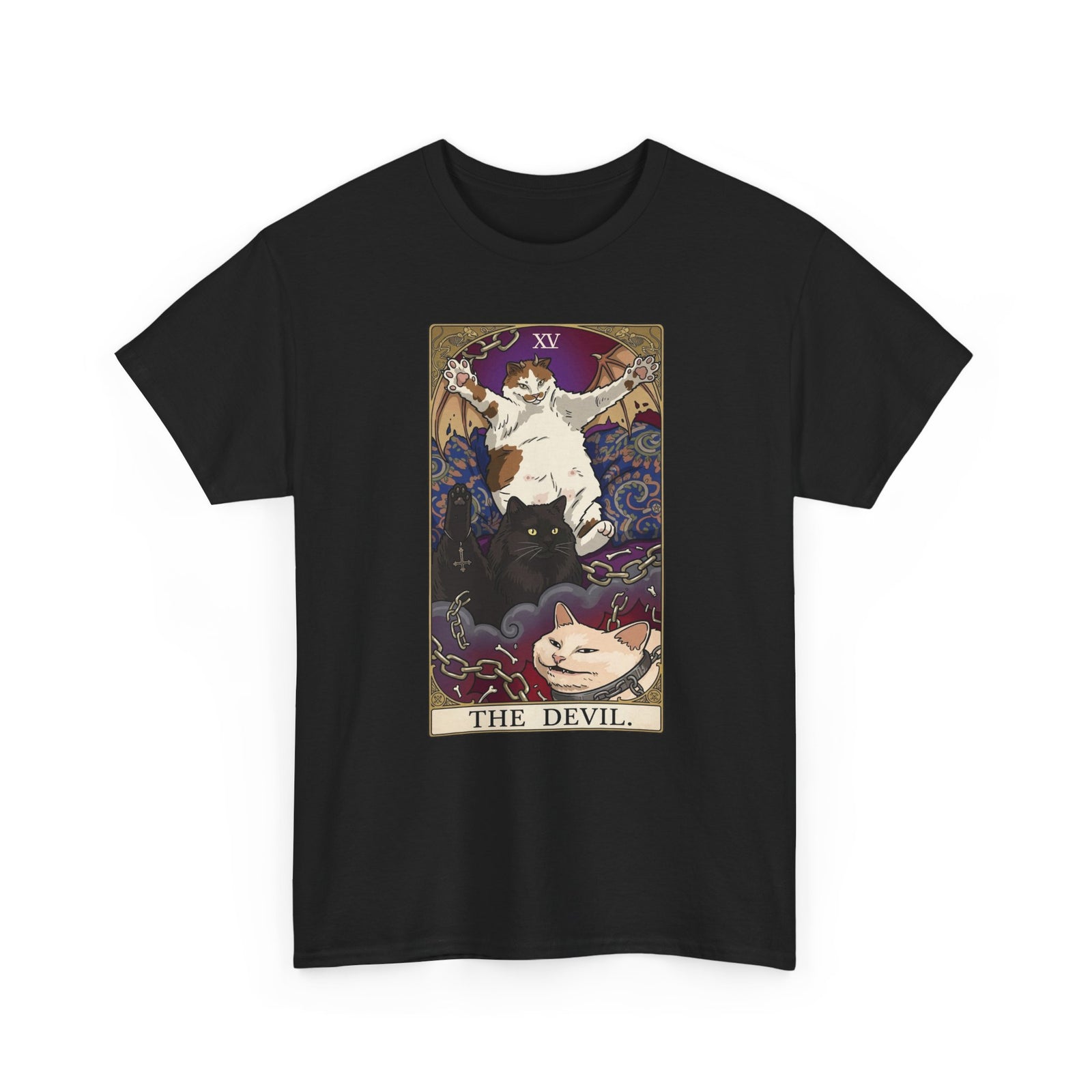 The Devil Cats Tarot T-Shirt — Mystical Cat Tarot Illustration