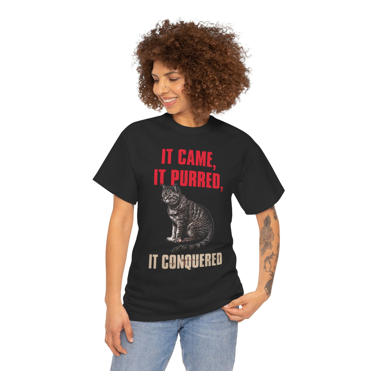 It Came It Purred It Conquered T-Shirt — Funny Julius Caesar Cat Parody Tee
