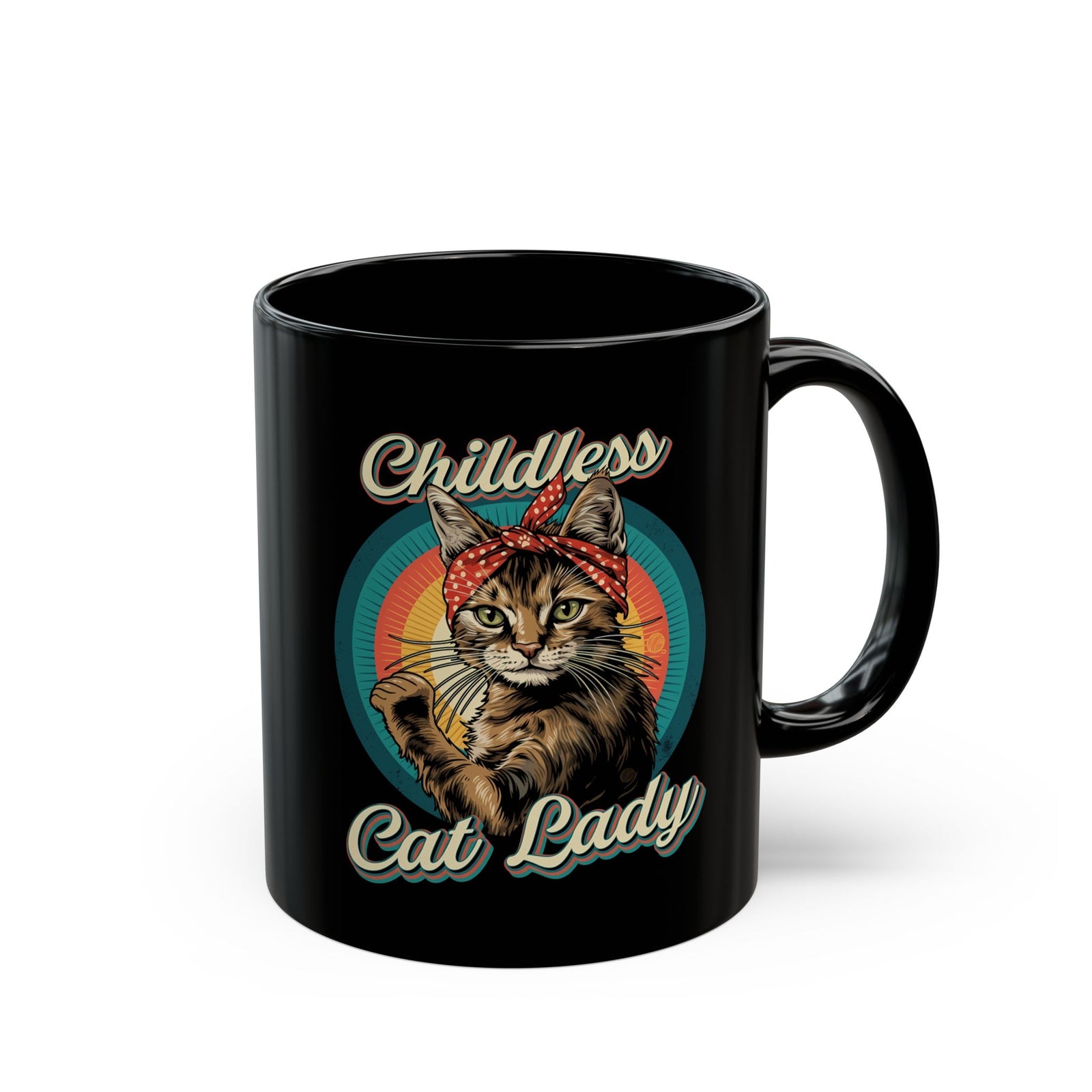 Childless Cat Lady Black Mug — Funny Cat Lover Mug