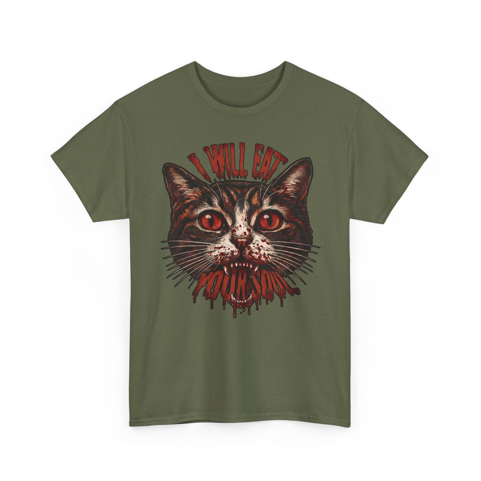 I Will Eat Your Soul T-Shirt — Horror Demon Cat Graphic Tee