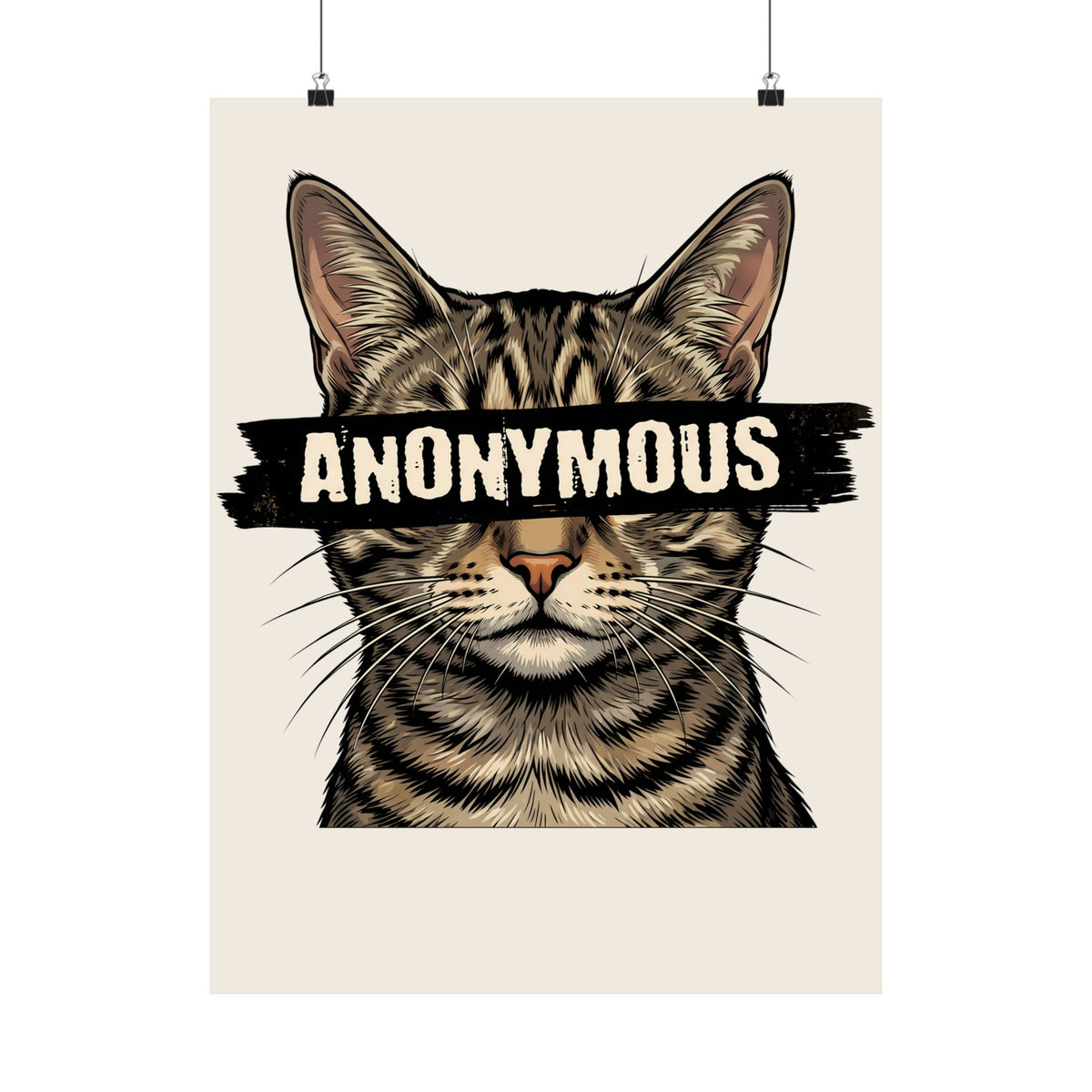 "Anonymous" Censored Cat Poster, Edgy Feline Graphic Poster