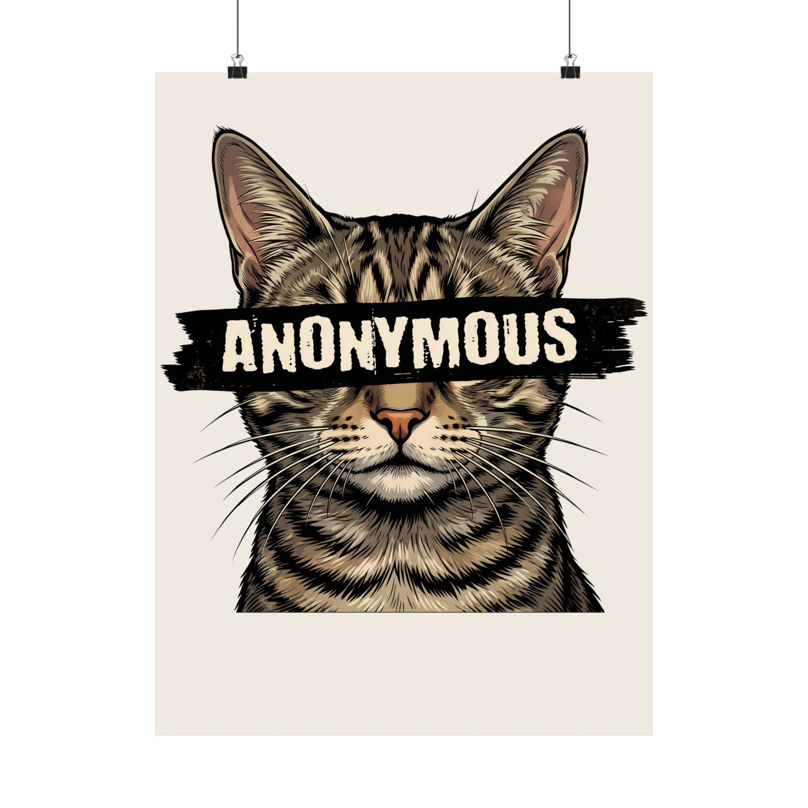 "Anonymous" Censored Cat Poster, Edgy Feline Graphic Poster