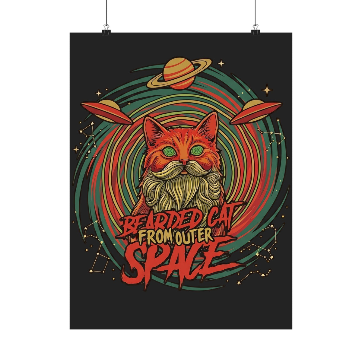 Bearded Cat from Outer Space Poster