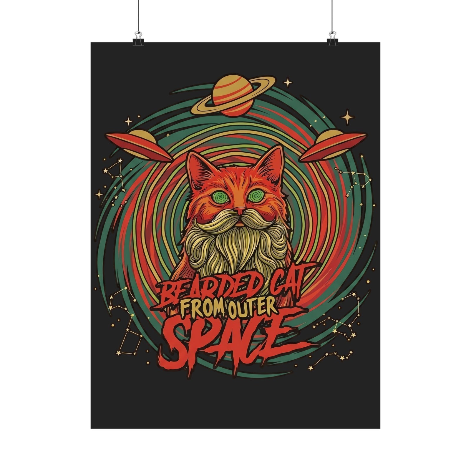 Bearded Cat from Outer Space Poster