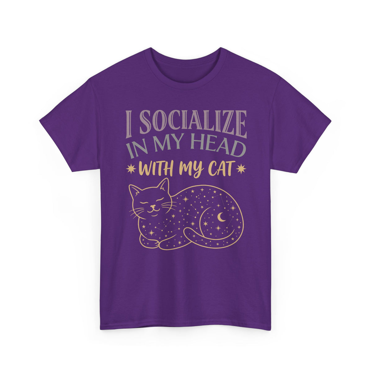 I Socialize in My Head With My Cat T-Shirt — Funny Cat Lover Tee