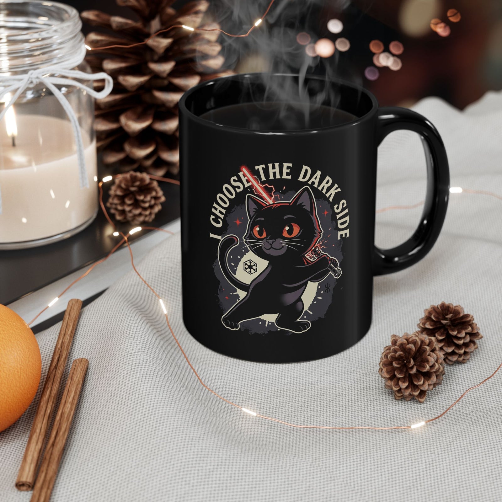 I Choose the Dark Side Black Cat Black Mug