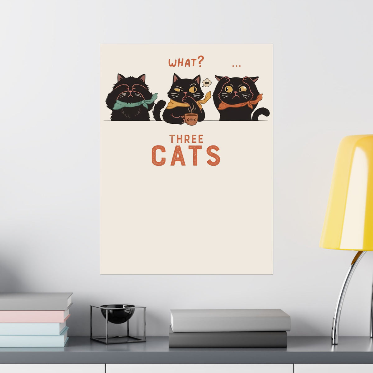 Three Wise Cats Poster — Graphic Poster for Cat Lovers