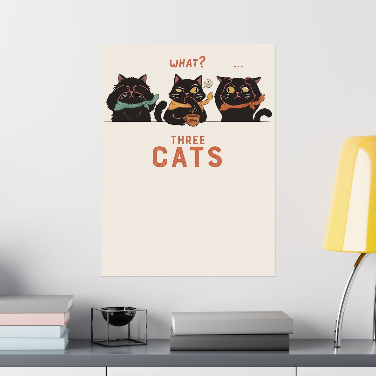Three Wise Cats Poster — Graphic Poster for Cat Lovers