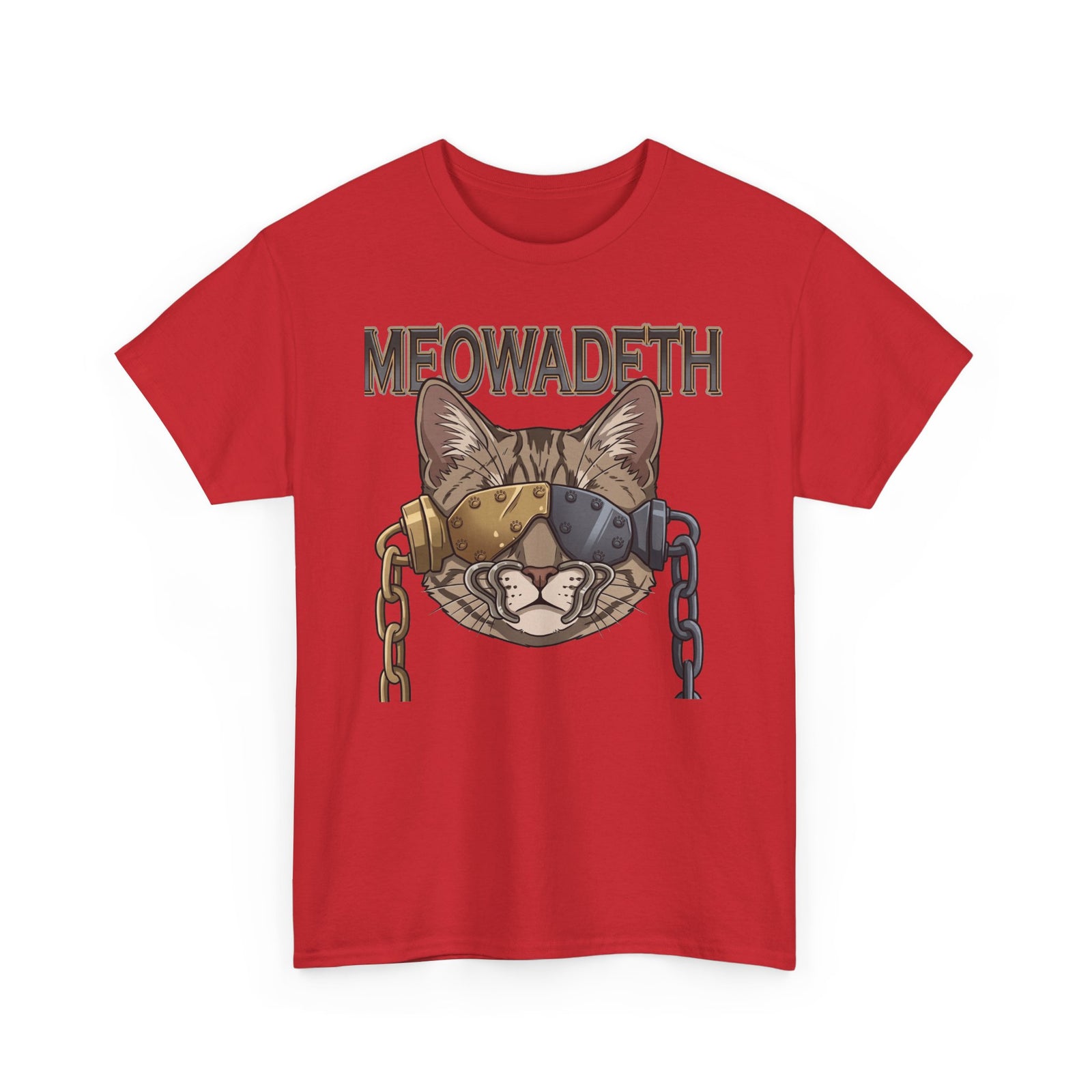 Meowadeth Cat Band Tee – Vintage Metal Cat Graphic T-Shirt