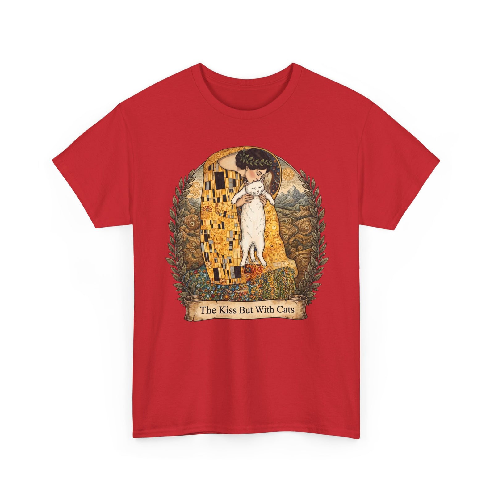 The Kiss But With Cats T-Shirt — Gustav Klimt Fine Art Parody Tee
