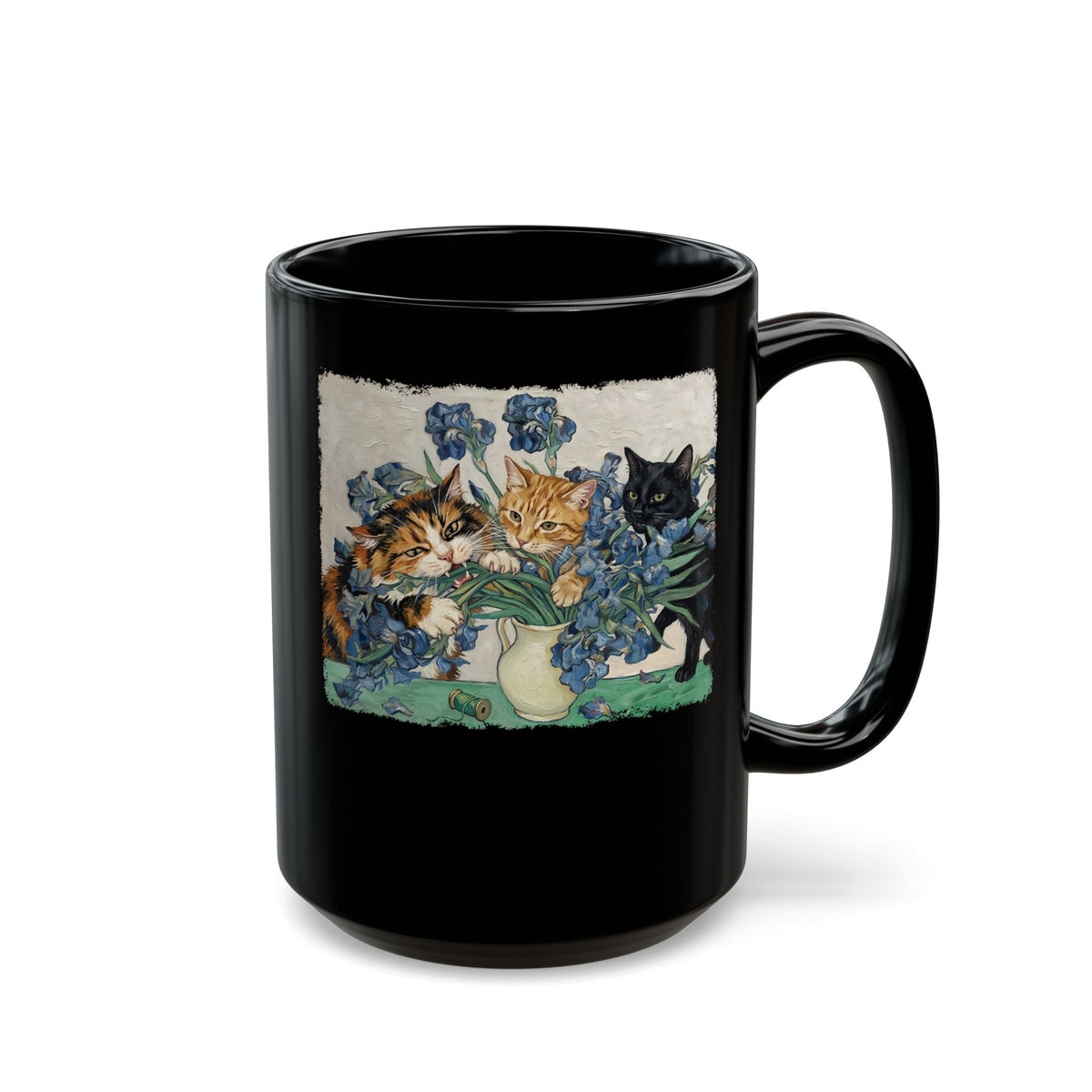 Cats and Masterpiece Black Mug