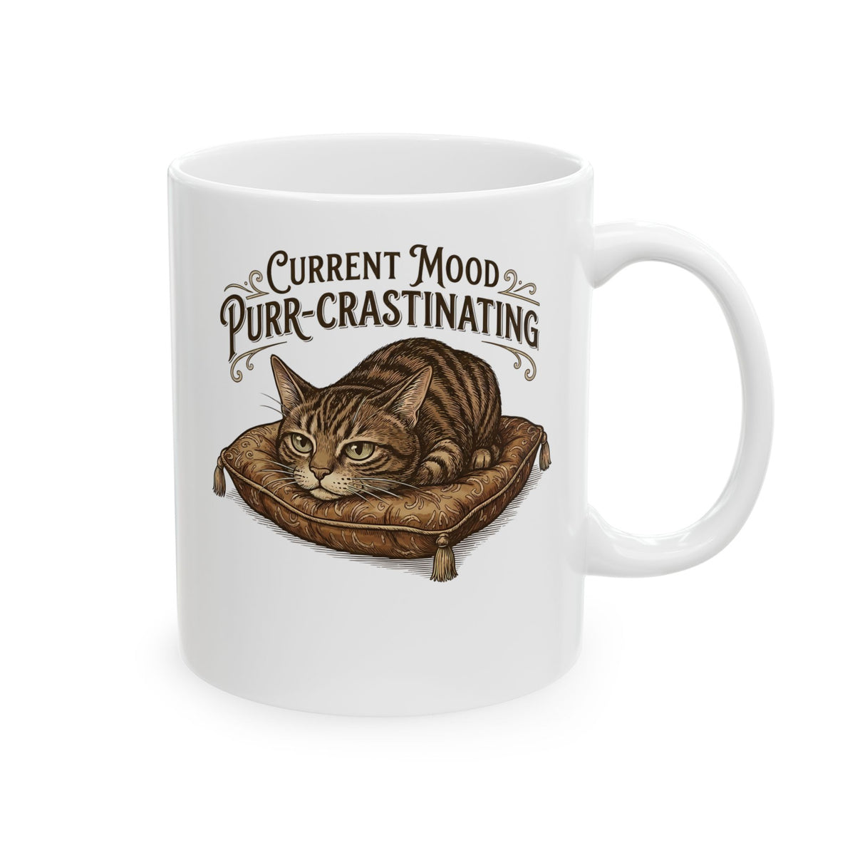 Current Mood: Purr-Crastinating Cat Ceramic Mug