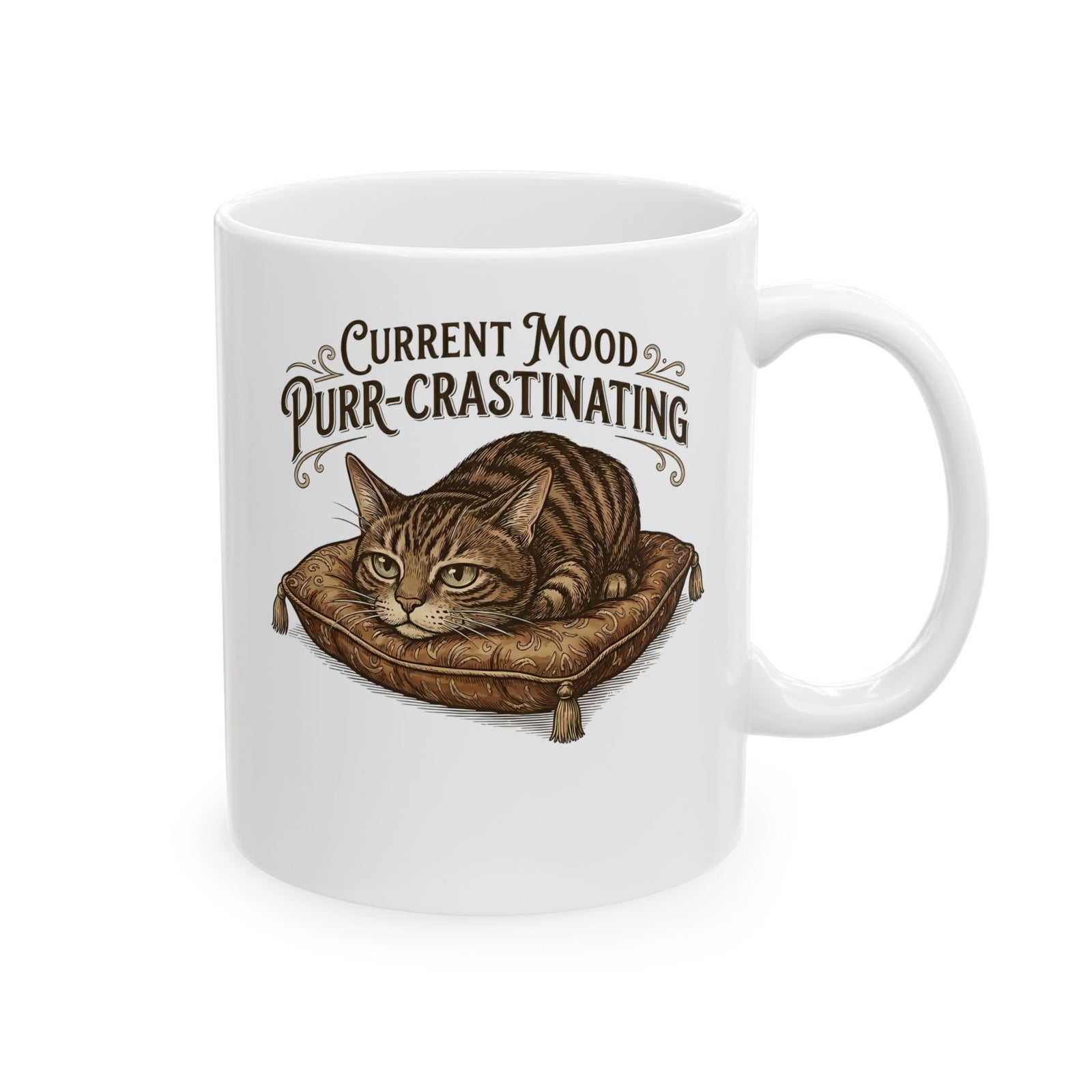 Current Mood: Purr-Crastinating Cat Ceramic Mug
