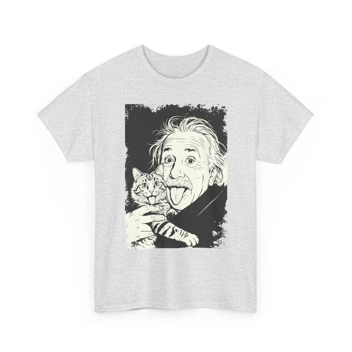 Einstein & Cat Graphic Tee — Funny Retro Science T-Shirt