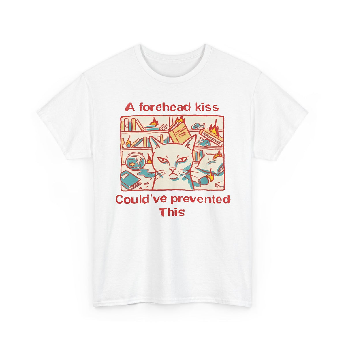 Naughty Cat Forehead Kiss Tee - Funny Cat Lover T-Shirt