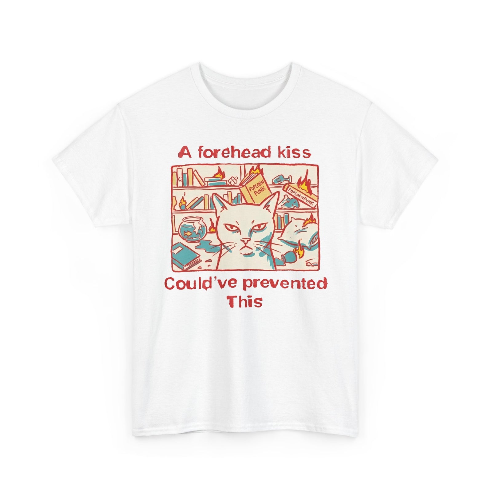 Naughty Cat Forehead Kiss Tee - Funny Cat Lover T-Shirt