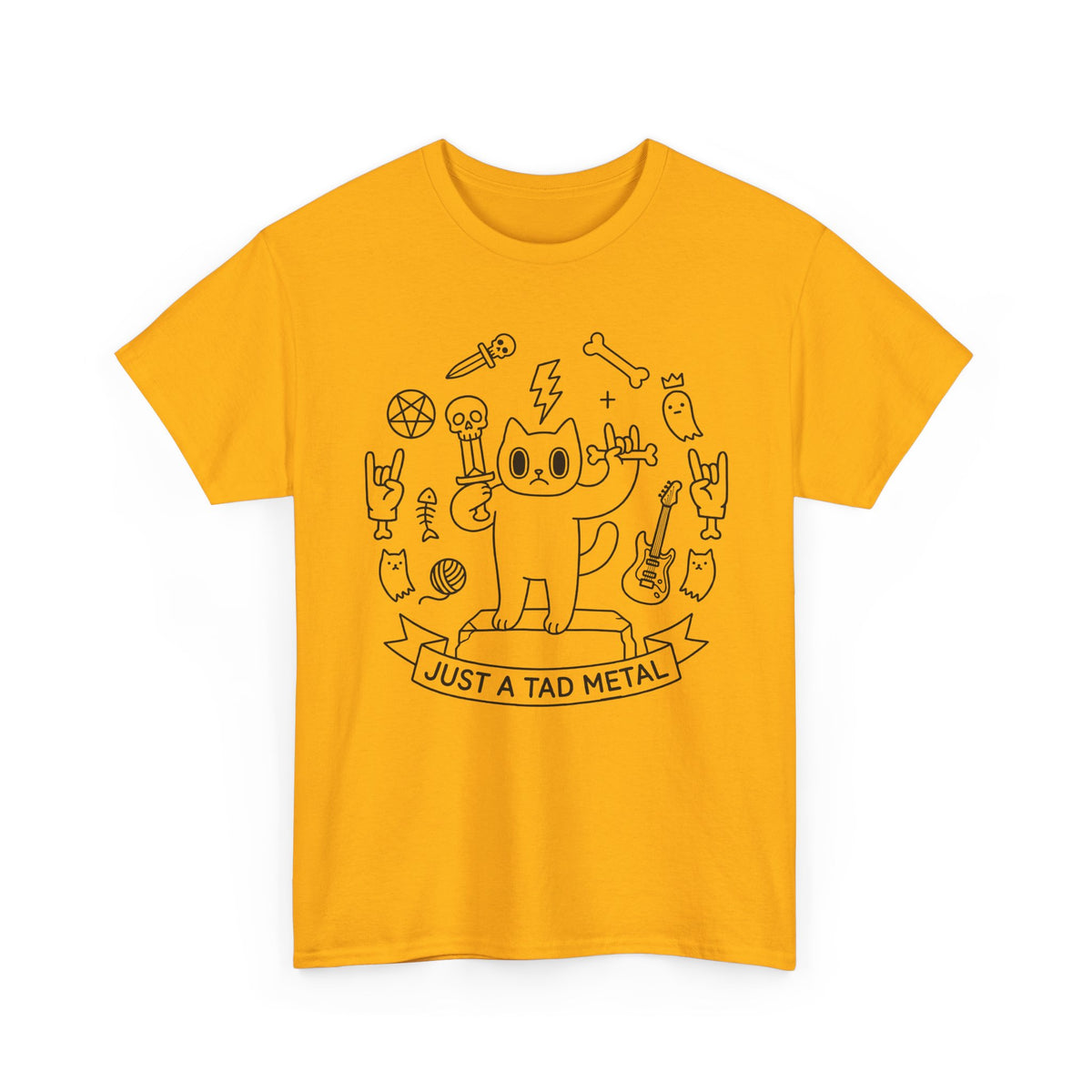 Just A Tad Metal Cat T-Shirt — Funny Heavy Metal Rocker Feline Tee