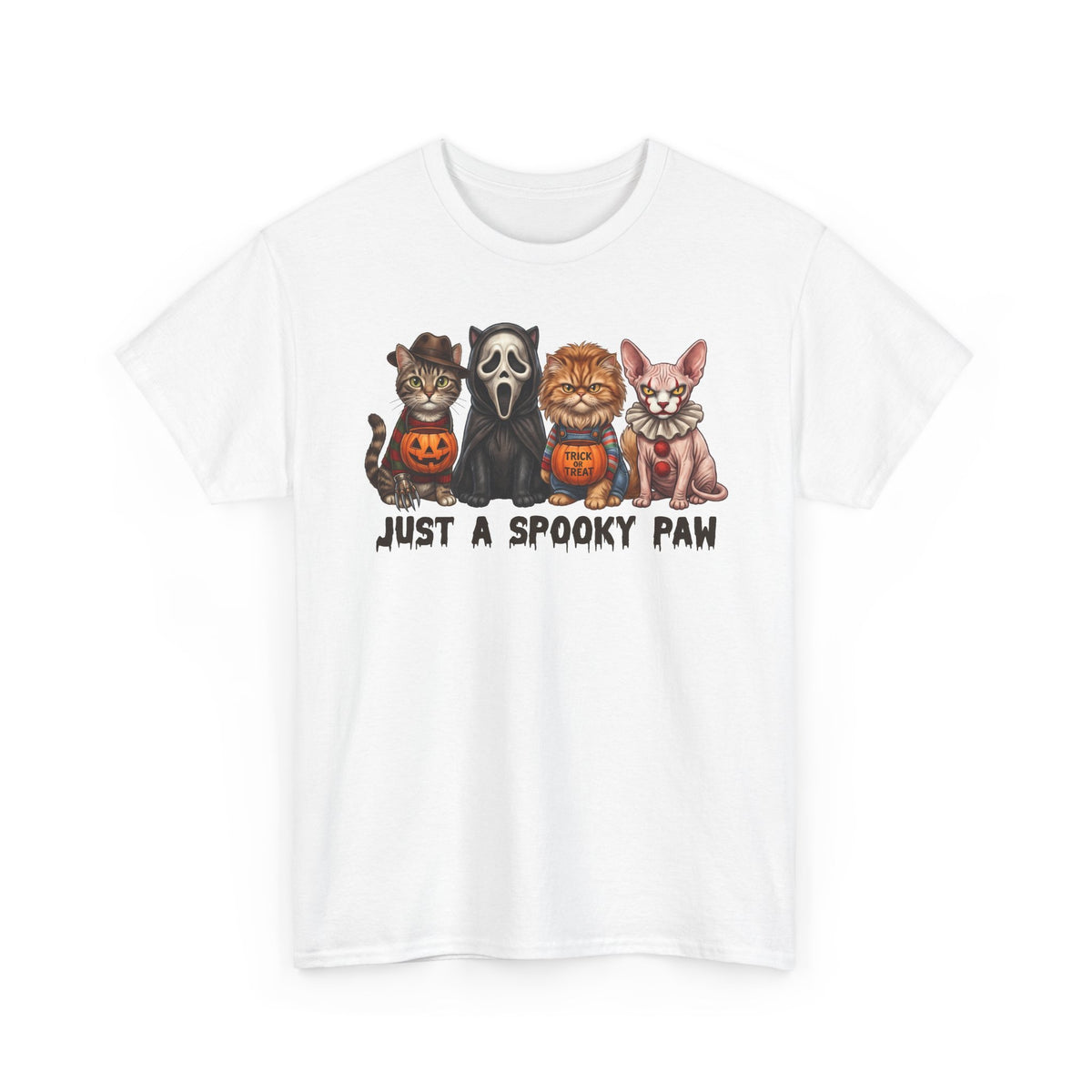 Just A Spooky Paw T-Shirt — Horror Movie Icons Cat Halloween Tee