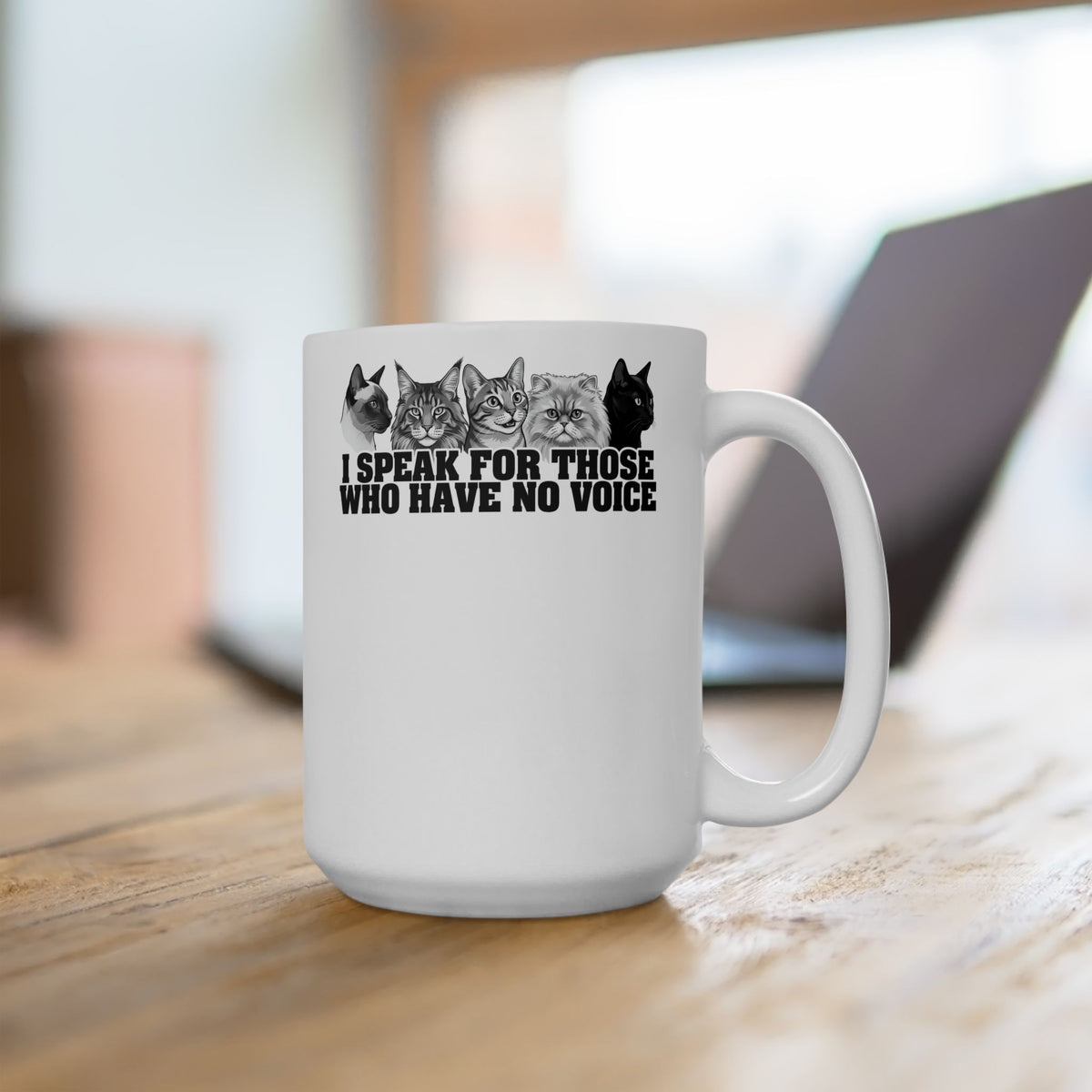 Cat Lover Ceramic Mug — "I Speak for Those Who Have No Voice" Animal Rescue Mug