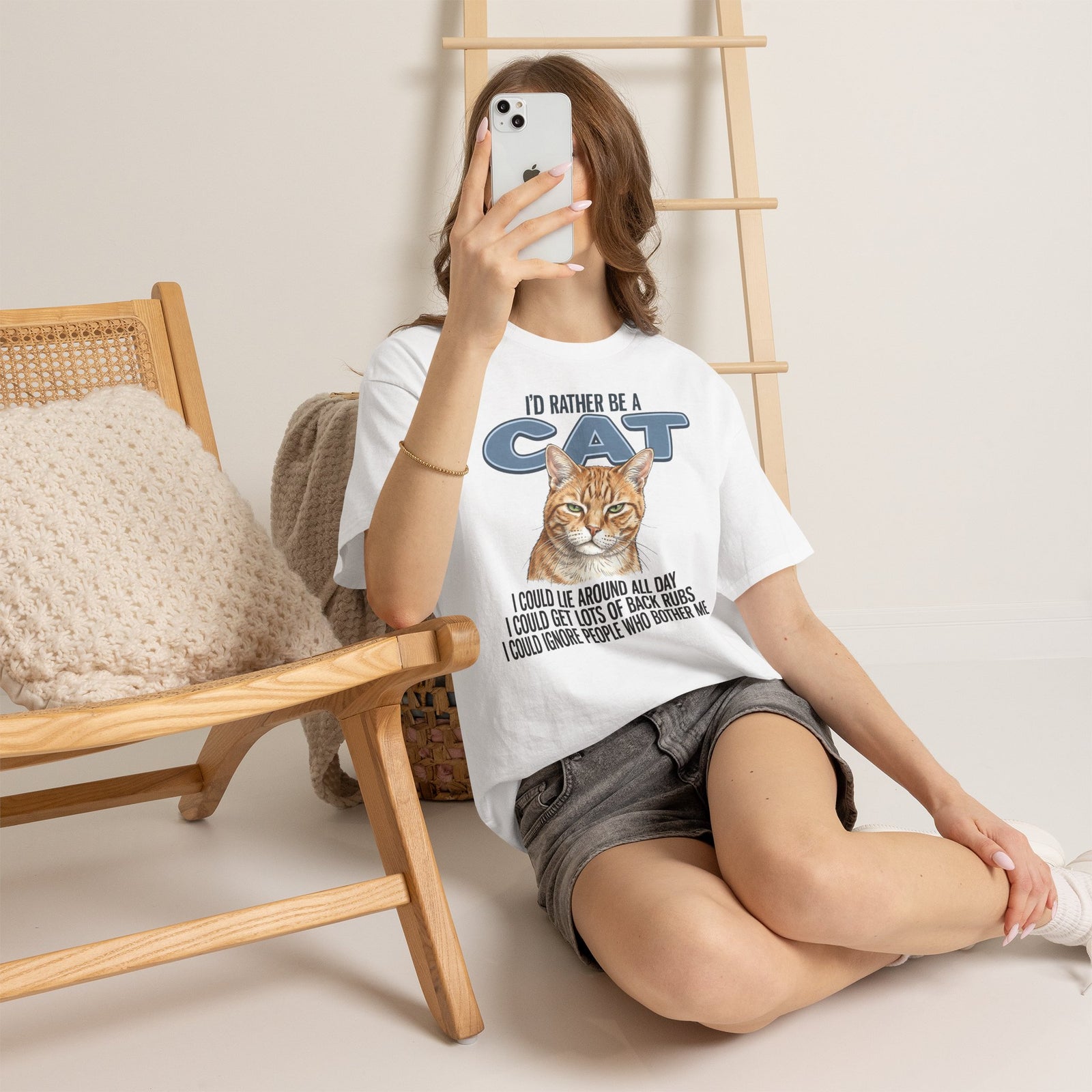 Cat Lover T-Shirt - "I'd Rather Be a Cat" Graphic Tee