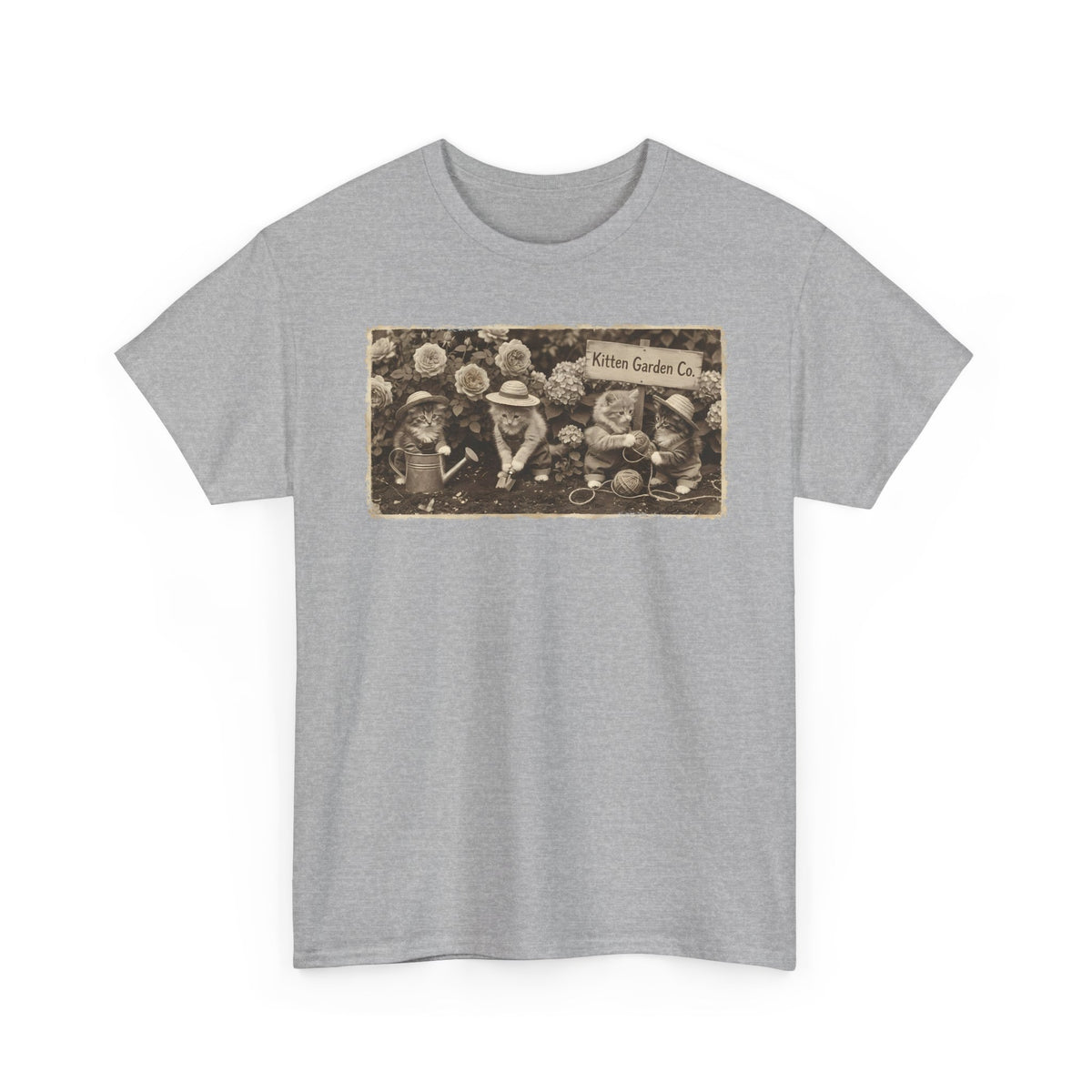 Vintage Kittens in the Garden T-Shirt — Cute Floral Cat Tee